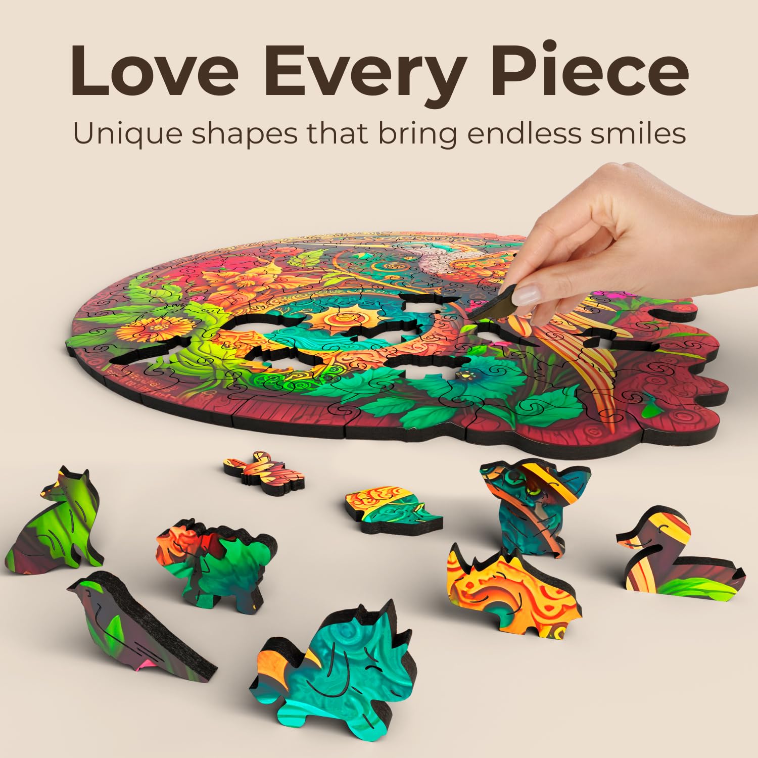 Hummingbird Wooden Jigsaw Puzzle for Adults - 114 Piece A4 Nectar Quest Puzzle with Unique Animal Shape - 7.7