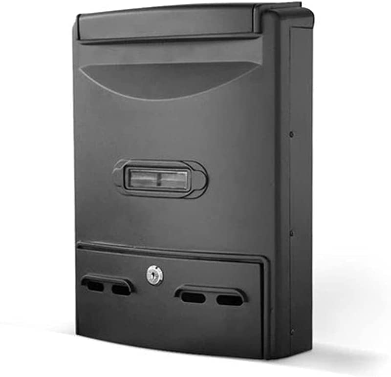 Waterproof Outdoor Mailbox with Lock - Rainproof Wall Mounted Postbox for Garden, Home & Office - Secure Mail Delivery Solution (Black)