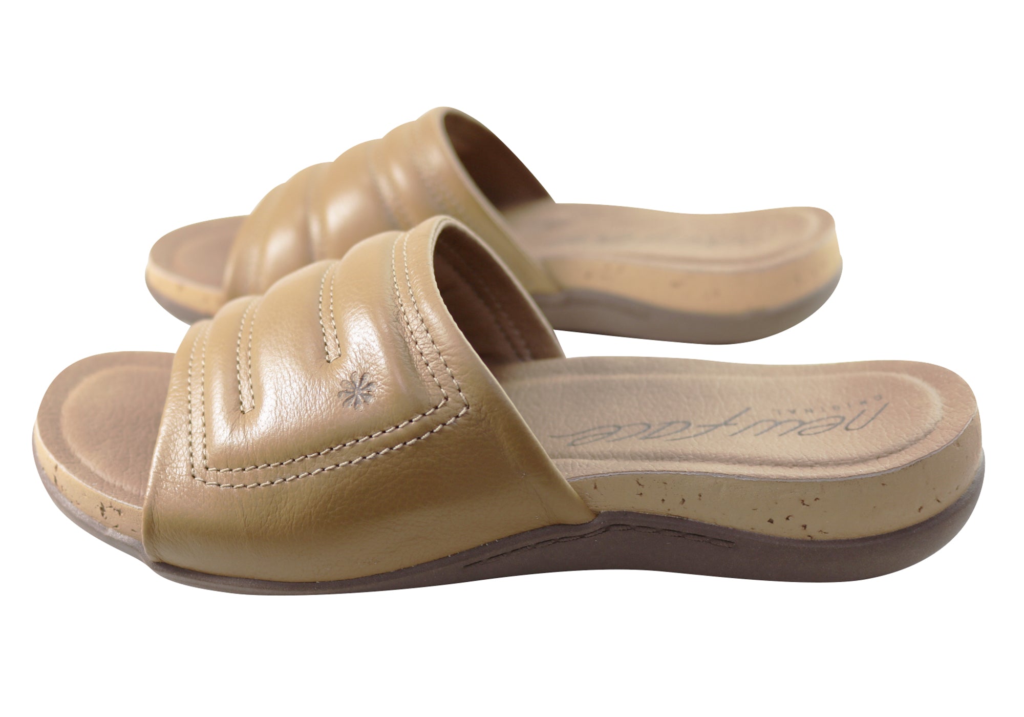 Women's Comfort Leather Slides Sandals - Soft & Breathable Face Fresco Design - Made in Brazil - Perfect for Beach, Pool & Summer Casual Wear