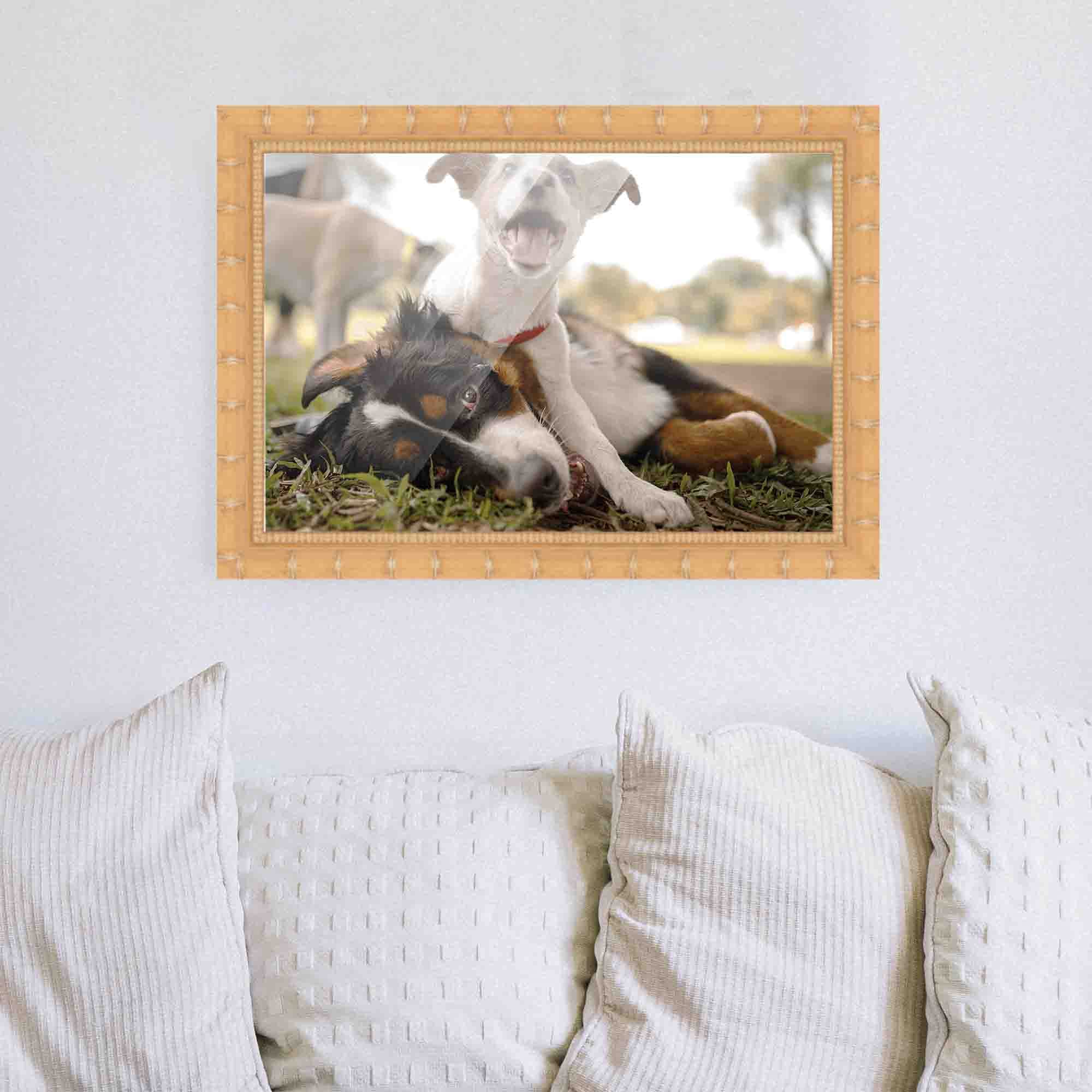 20x28 Inch Natural Brown Bamboo Picture Frame - 1.5 Inch Wide Real Wood Photo Frame with 0.5 Inch Depth | Rustic Wooden Wall Art Display | Includes UV Protective Acrylic, Foam Backing & Hanging Kit | Perfect for Home Decor, Office Display & Gift Giving