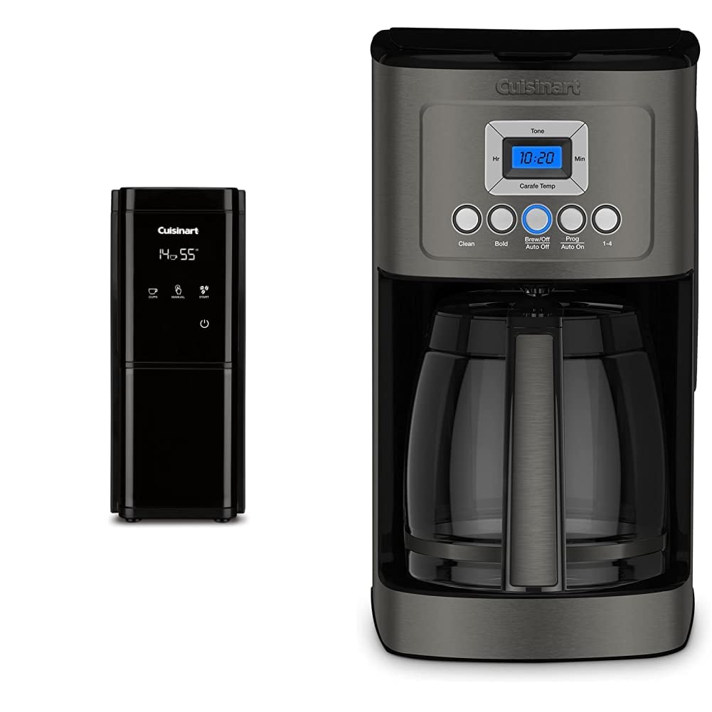 Premium Touchscreen Coffee Grinder & Programmable Coffee Maker Set - 14 Cup Capacity, Black Stainless Steel - Perfect for Home Kitchens & Office Break Rooms