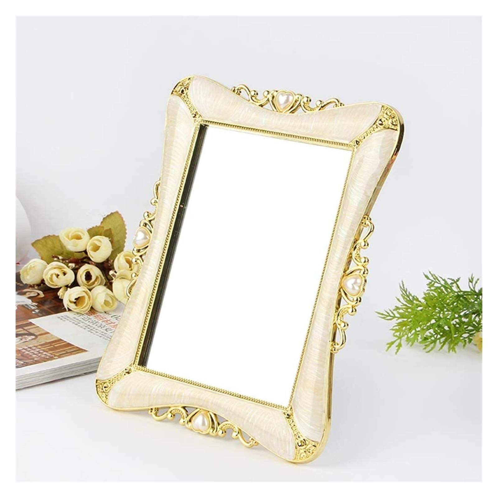YUESFZ Folding Vanity Mirror with Lights, Portable Makeup Mirror for Home & Travel, European Style Princess Table Mirror - Perfect for Makeup, Skincare & Hair Styling (Color: A)