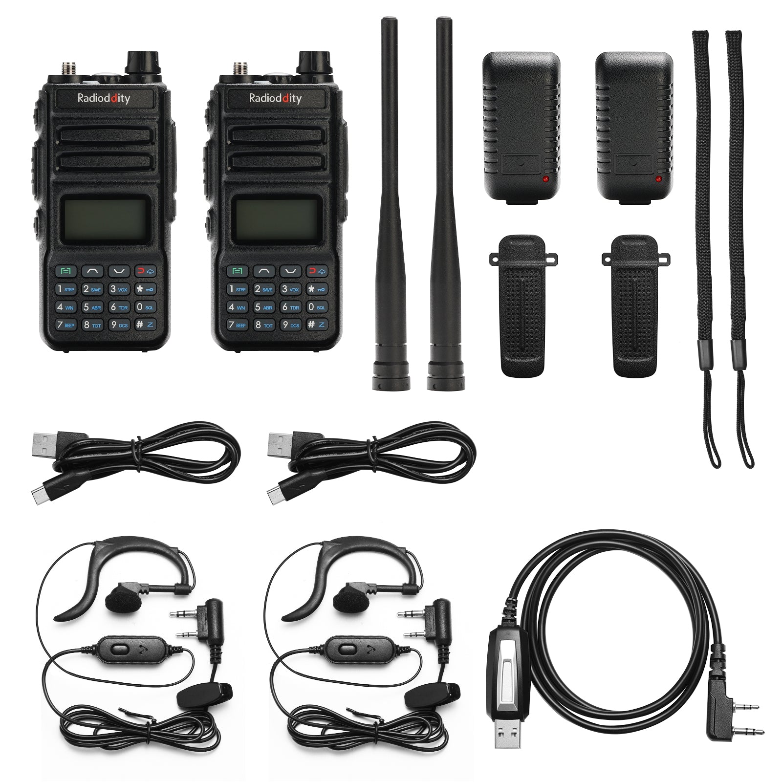 Radioddity GM-30 GMRS Two-Way Radio 2 Pack with Charging Cable - Long Range Walkie Talkies for Outdoor Adventures, Hiking, Camping & Emergency Communication