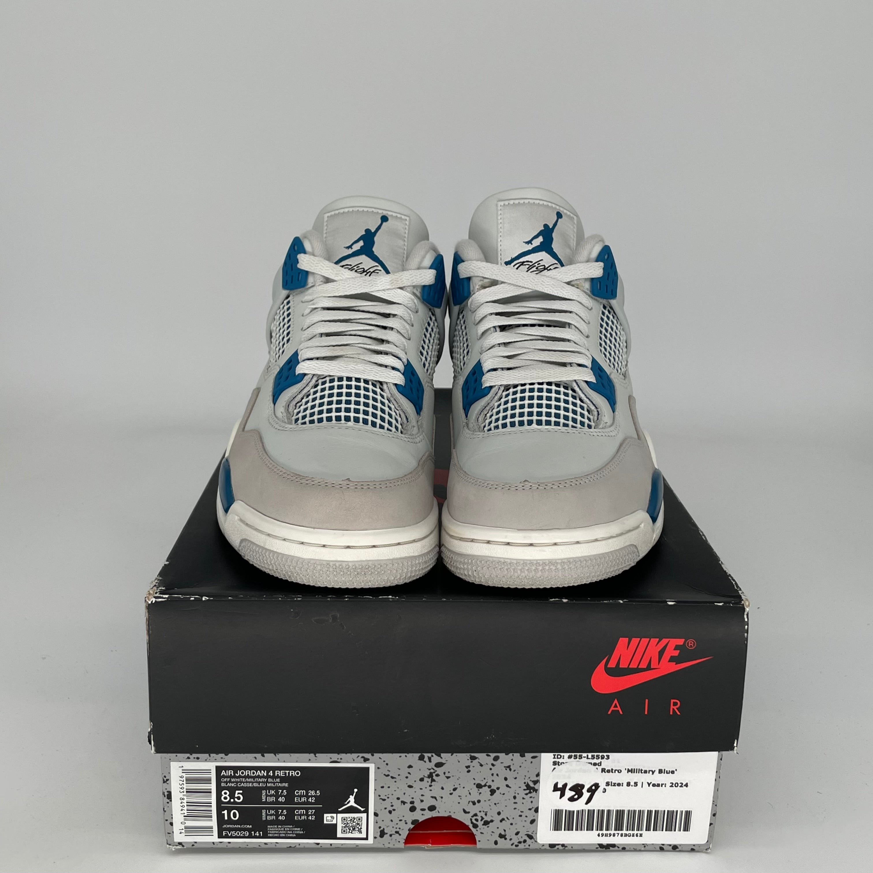 Original Air Jordan 4 Retro 'Military Blue' Men's Basketball Shoes - Size 8.5 (FV5029-141) - Perfect for Sneaker Collectors & Streetwear Fashion