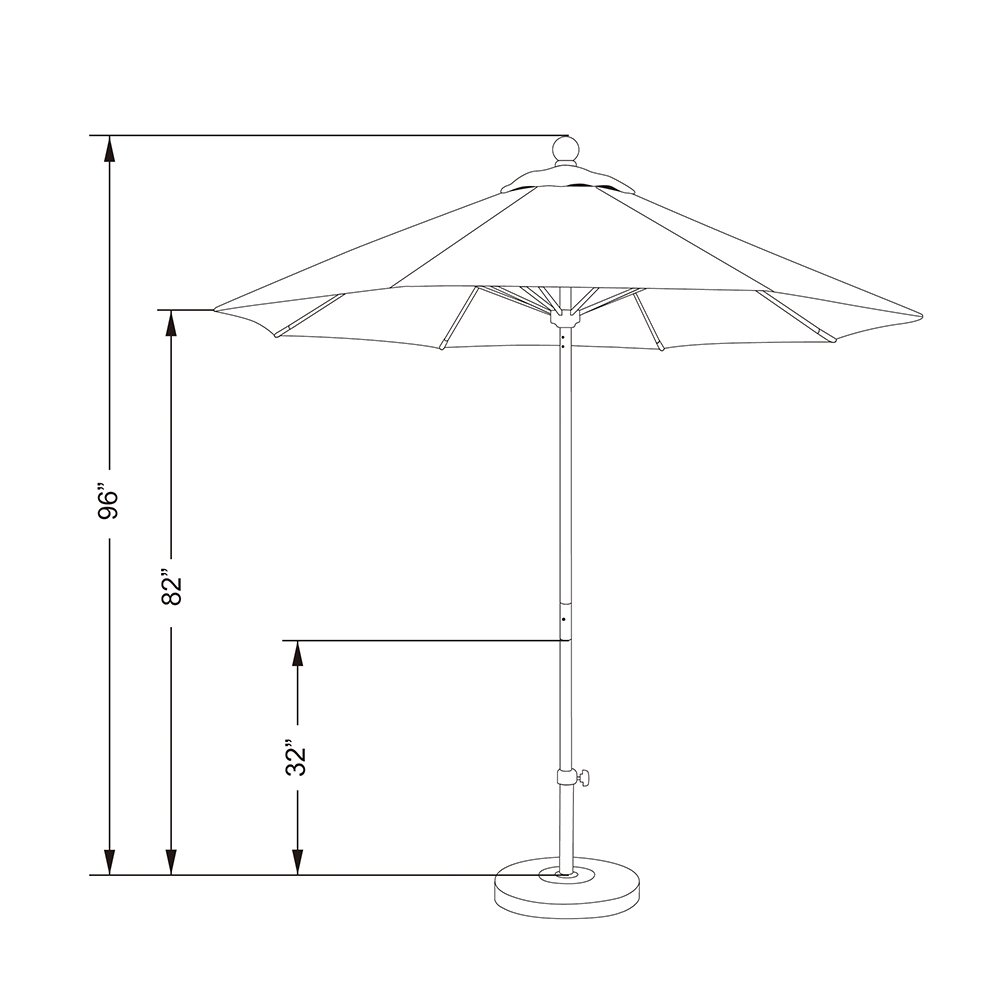 7.5' Round Patio Umbrella with Aluminum & Fiberglass Frame - Push Button Open, Bronze Pole, Pacifica Burgundy - Perfect for Outdoor Dining, Poolside Lounging & Backyard Relaxation