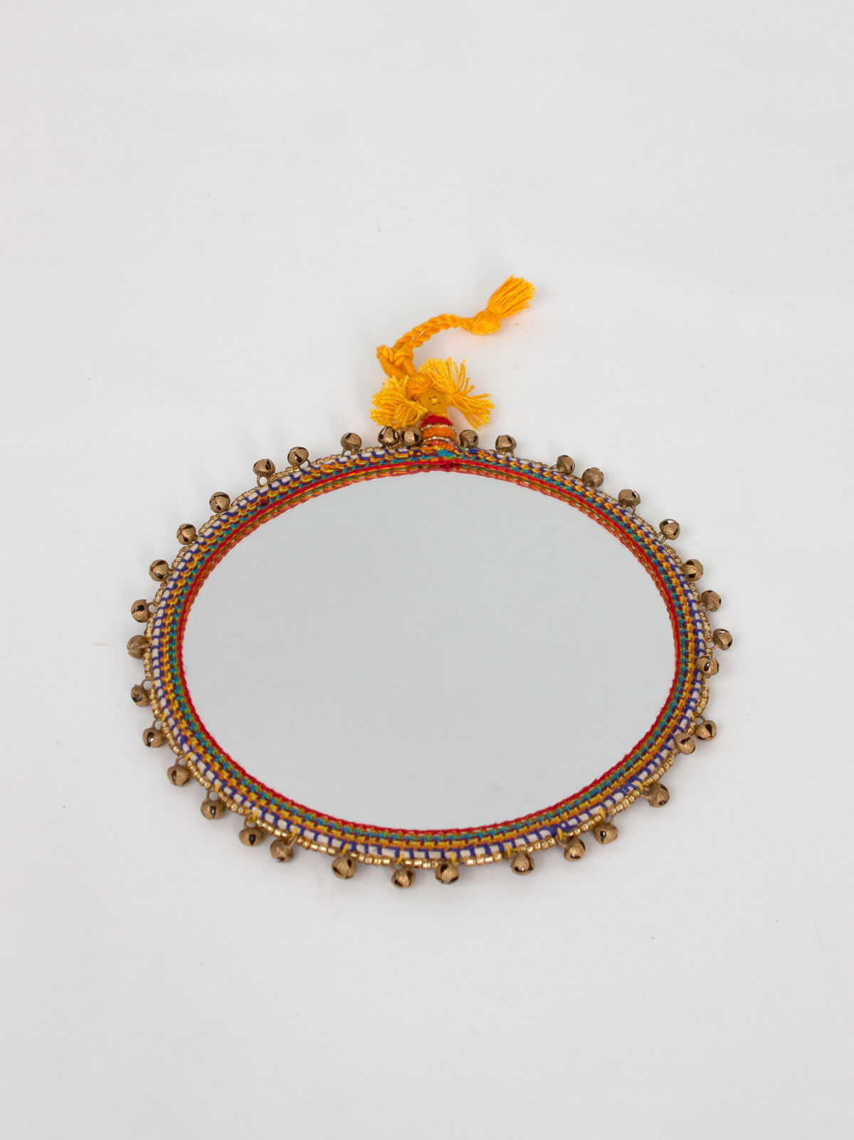 Boho Beaded Mirrors with Brass Frame - Handmade Wall Decor for Living Room, Bedroom, and Boho Chic Home Decor