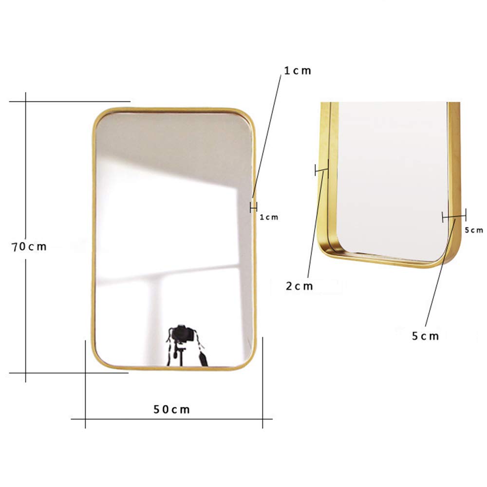 Nordic Golden Bathroom Vanity Mirror - Wall Mounted Brass Iron Full Length Square Mirror for Small Apartment & Home Decor (7050) - Perfect for Bathroom, Bedroom, and Entryway Makeup Area