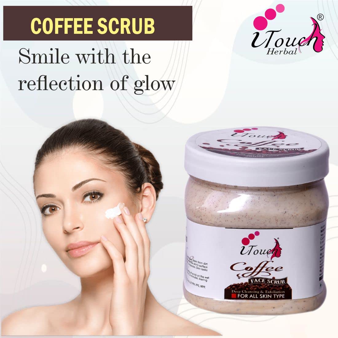 I TOUCH HERBAL Coffee Scrub (500 ml) - Skin Brightening & Tan Removal Body Scrub | Sulphate & Paraben Free, 100% Vegan | Exfoliating & Moisturizing for Smooth Skin - Perfect for Spa Day & Self-Care Routine
