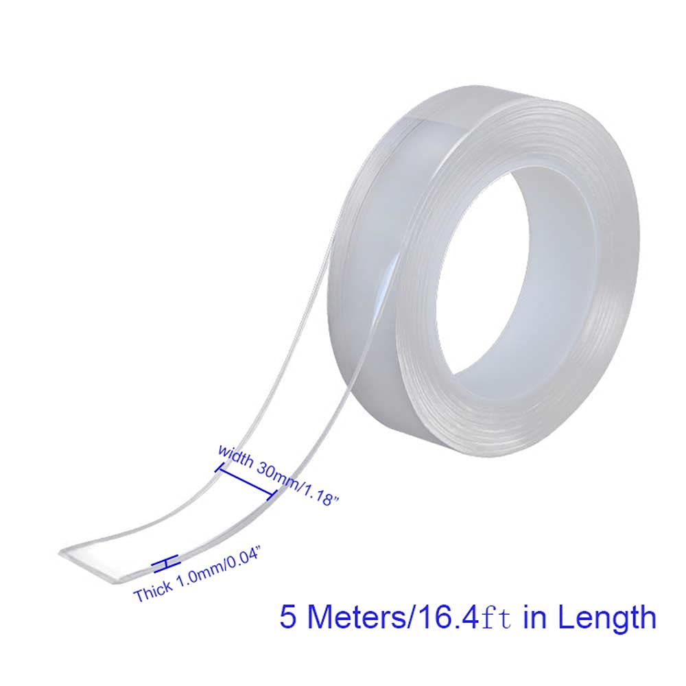 REDPINGUO Heavy Duty Nano Double Sided Tape - 1 Roll (16.4FT) Strong Adhesive Transparent Mounting Tape for Walls, Posters, Pictures & Home Decor - Perfect for Hanging Photos, Posters & Wall Decor Without Damage