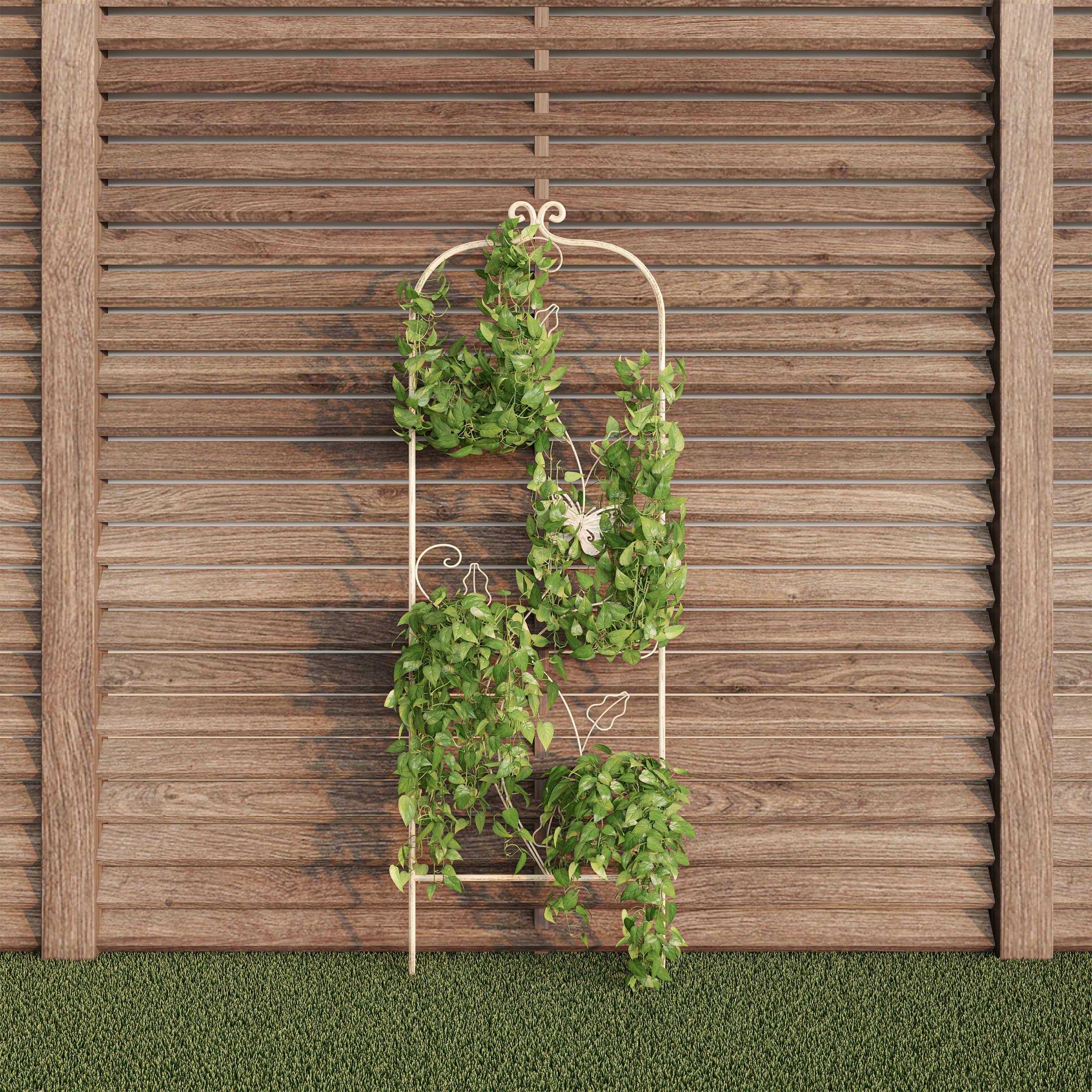 Pure Garden 50-LG5083 46-Inch Antique White Metal Trellis for Climbing Plants - Perfect for Roses, Vines & Outdoor Garden Decor