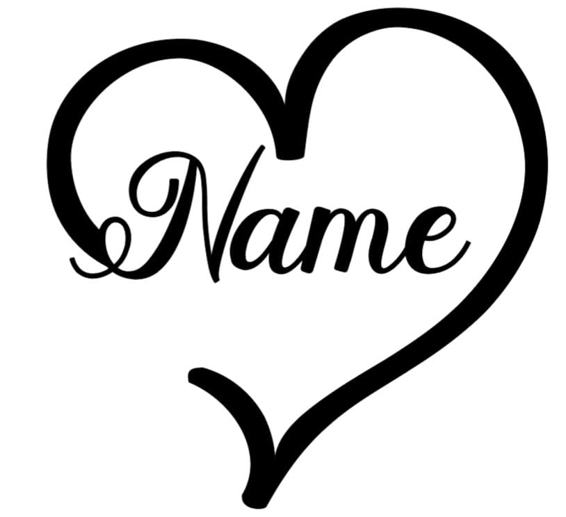 Custom Heart Name Decal Sticker - Personalized Font for Tumblers, Laptops, Cars & More - 3
