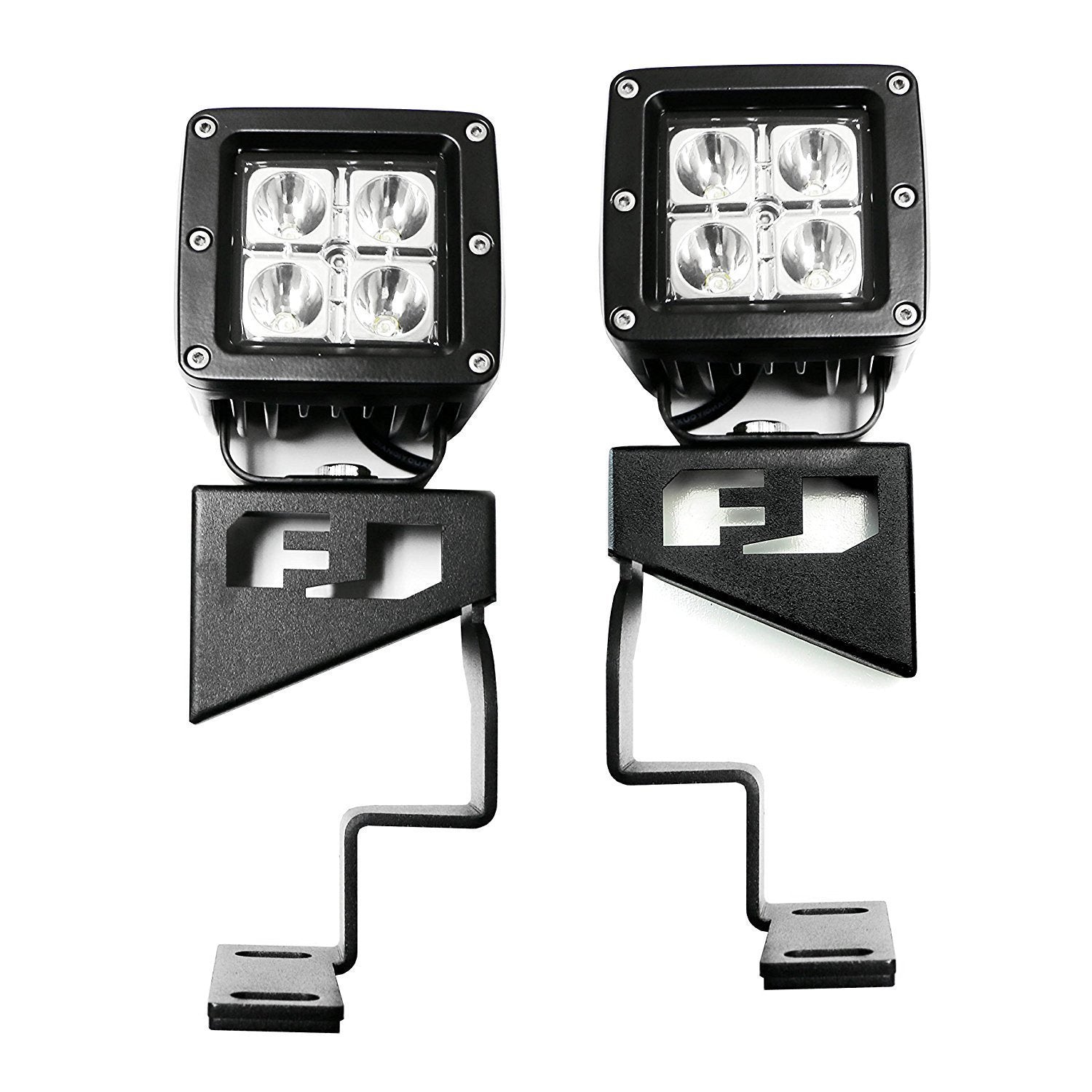 40W CREE LED Pods with Front Cowl Mounting Brackets for 2007-2014 Toyota FJ Cruiser - Off-Road Lighting, Fog Lights, Adventure Vehicle Upgrades