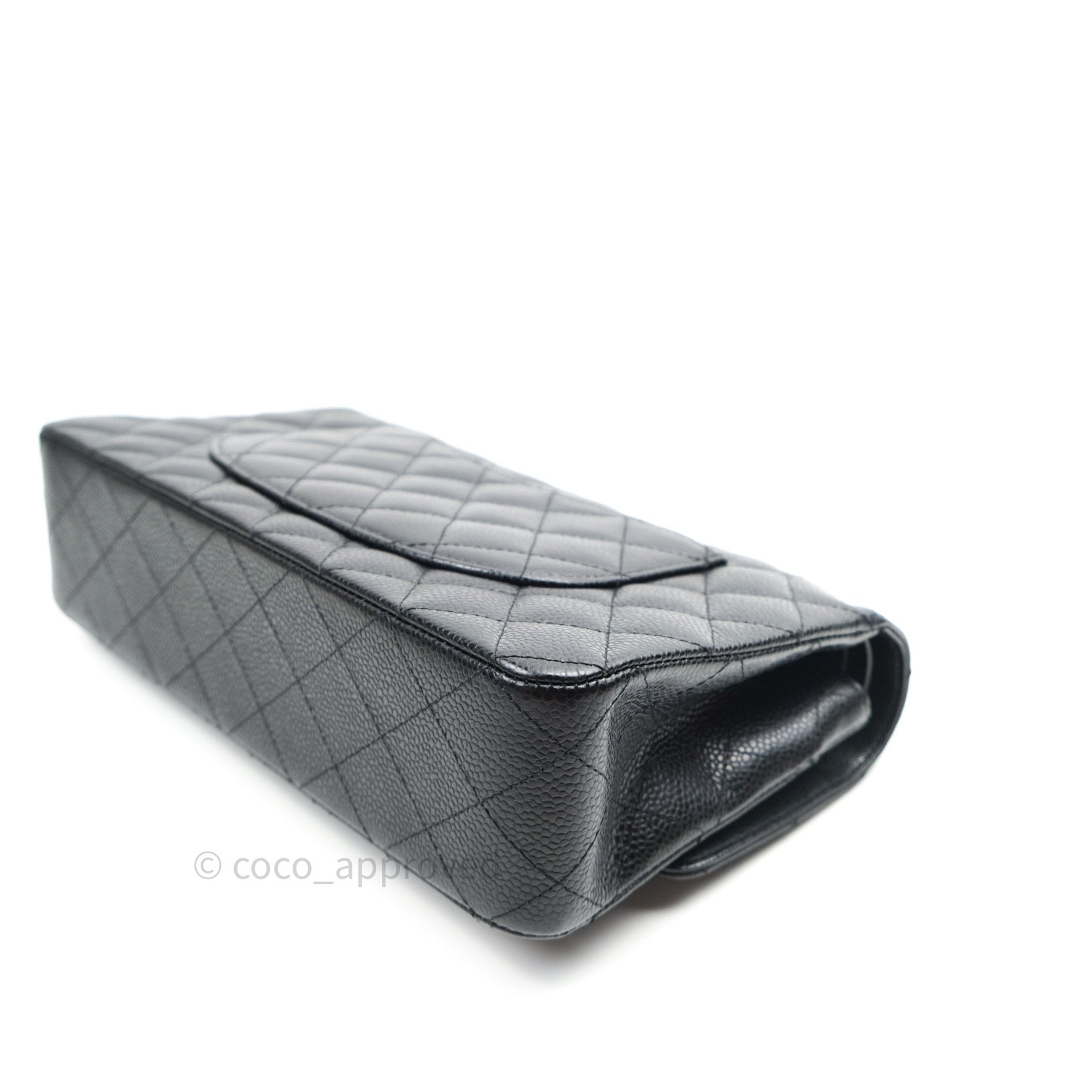 Chanel Classic Double Flap M/L Black Caviar Leather Bag with Silver Hardware - Luxury Designer Handbag for Women, Perfect for Work, Evening & Special Occasions