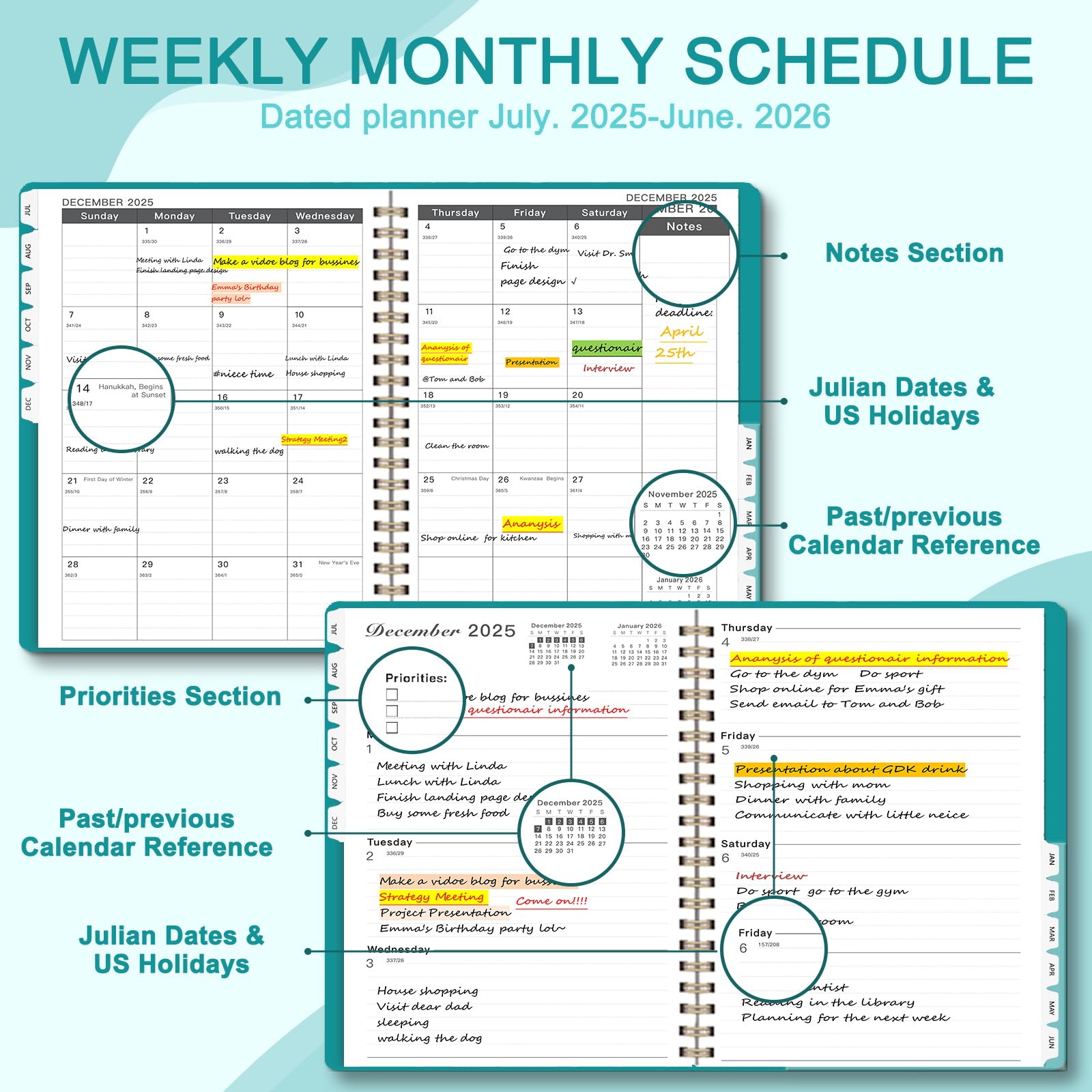 Ymumuda 2025-2026 Weekly & Monthly Planner - July 2025 to June 2026 (12 Months) - 8.5
