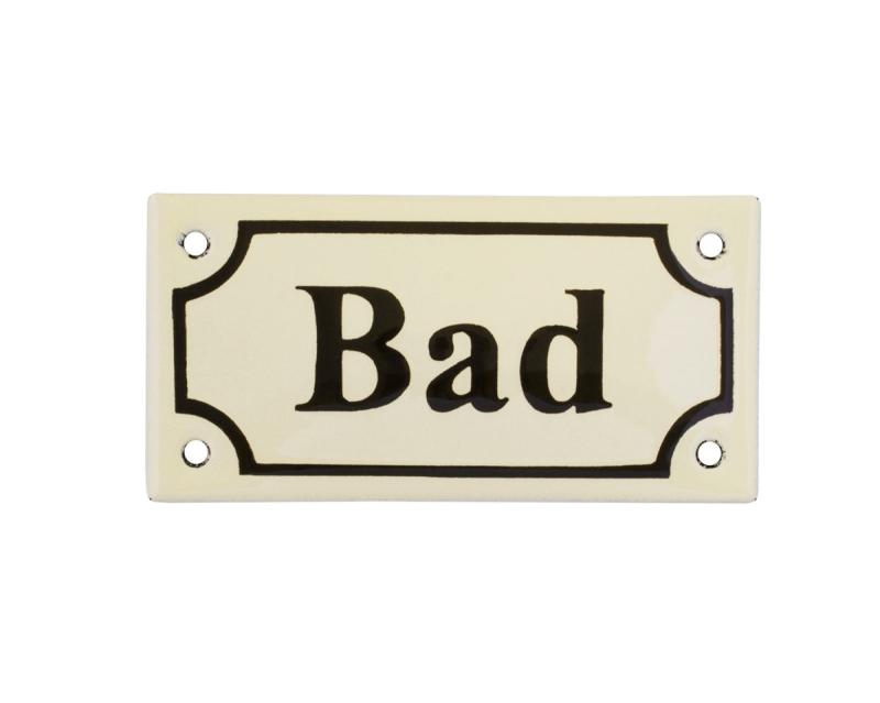 Enamel Sign Bath White/Black - Vintage Style Bathroom Decor for Home & Spa