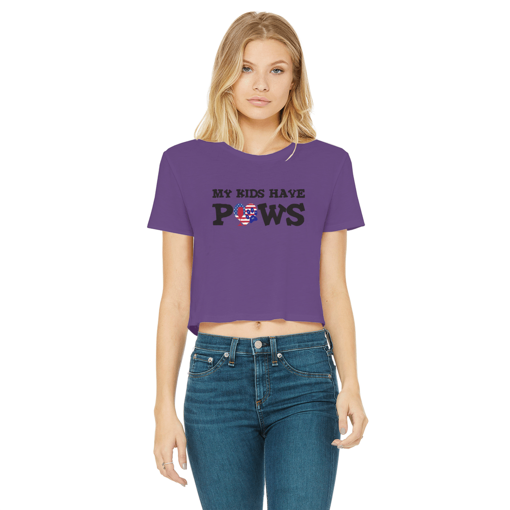 My Kids Have Paws Classic Women's Cropped Raw Edge T-Shirt | Funny Dog Mom Tee | Casual Wear & Pet Lover Gift