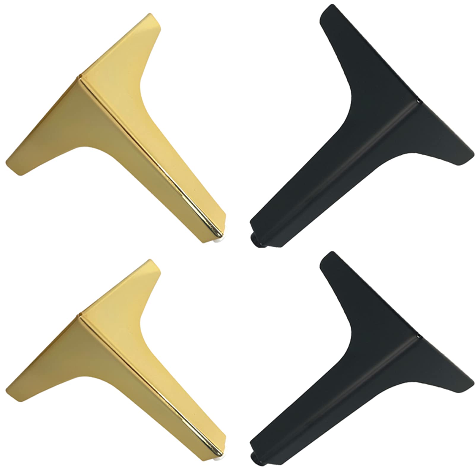 Matte Black & Golden Brass Triangle Metal Furniture Legs - Modern Replacement for Sofa, Couch, Armchair, Recliner, Coffee Table & Dresser - Perfect for Home Office & Living Room Decor