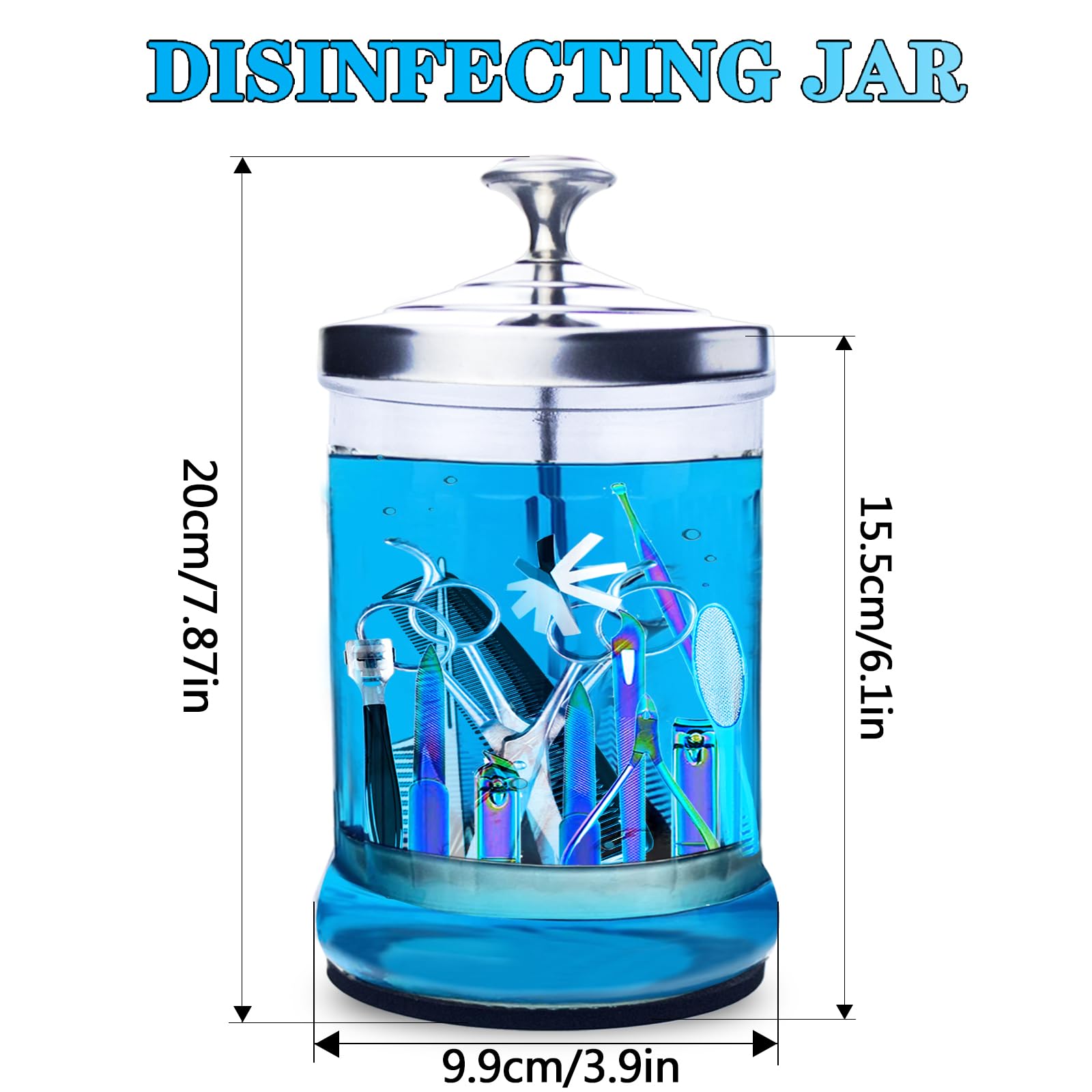 33 Oz Glass Barber & Manicure Jar with Removable Basket - Nail Tools Organizer & Salon Supplies Container for Professional Barbers & Nail Technicians - Perfect for Salon, Spa & Home Manicure Stations