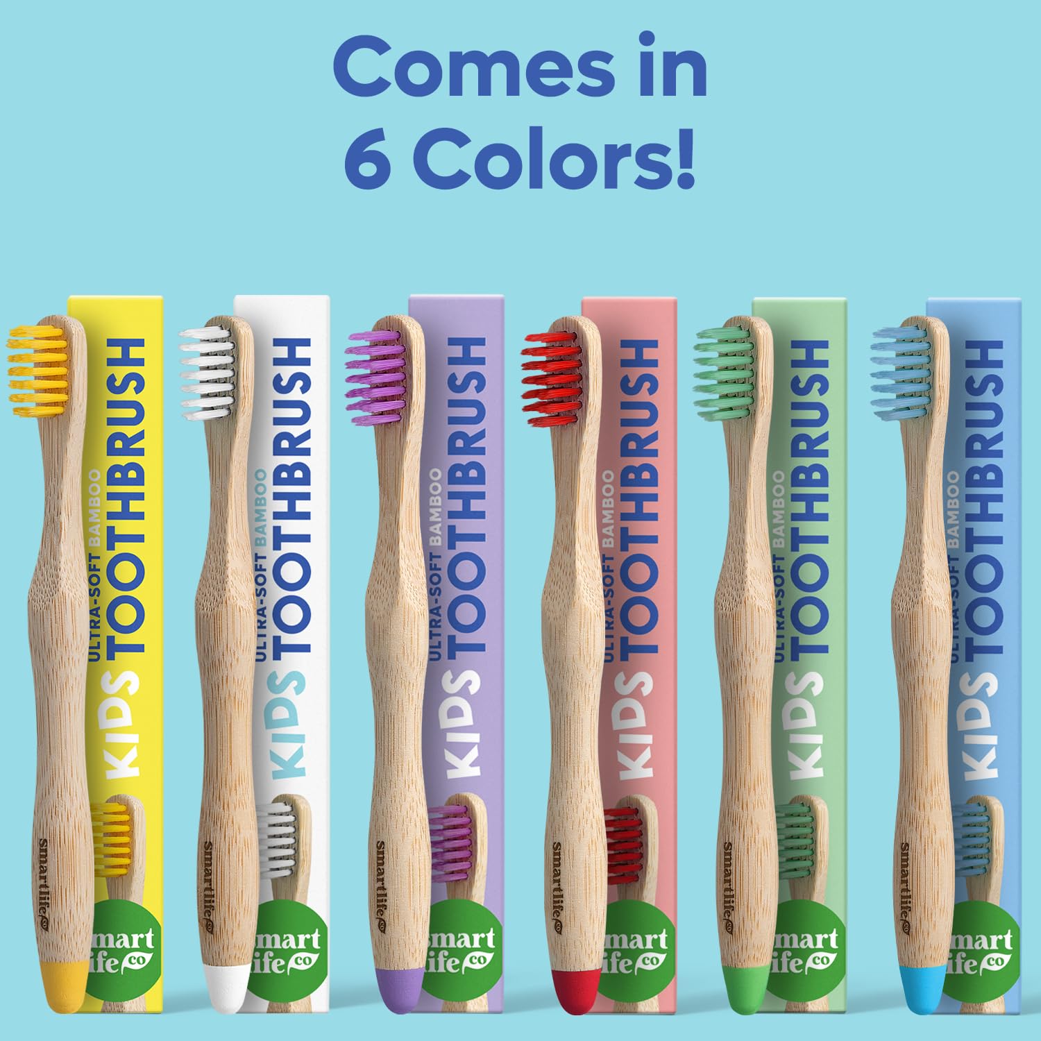 Eco-Friendly Kids Bamboo Toothbrushes (6 Pack) - Extra Soft Bristles for Toddlers & Children | Biodegradable, BPA-Free, Compostable Toothbrush Set | Natural Wooden Handle for Sensitive Teeth | Perfect for Home, Travel & Zero Waste Lifestyle