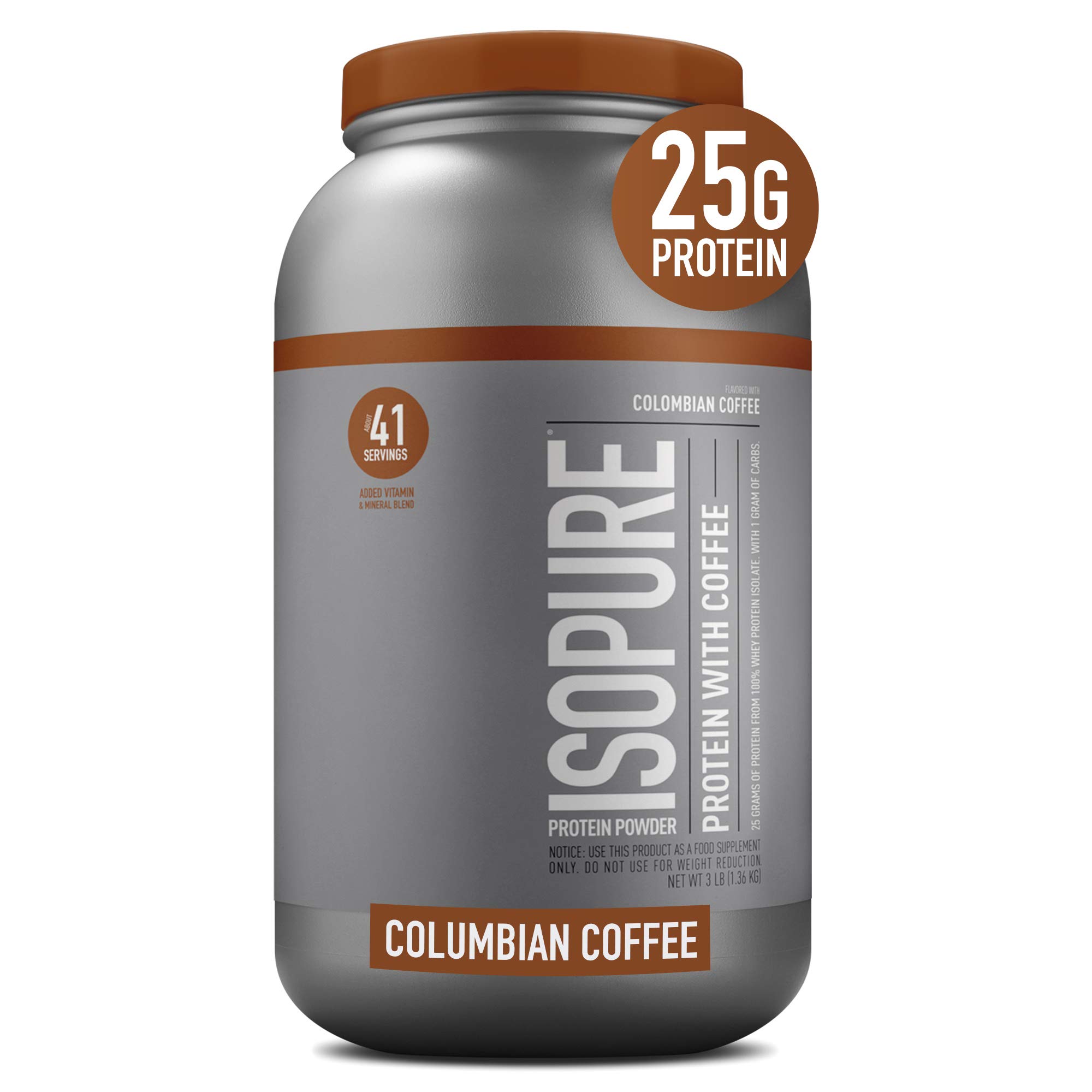 Isopure Whey Protein Isolate Powder with Coffee, Vitamin C & Zinc - 25g Protein, Zero Carb, Keto Friendly, Immune Support - Colombian Coffee Flavor, 3lb (Packaging May Vary) - Perfect for Post-Workout Recovery & Healthy Lifestyle