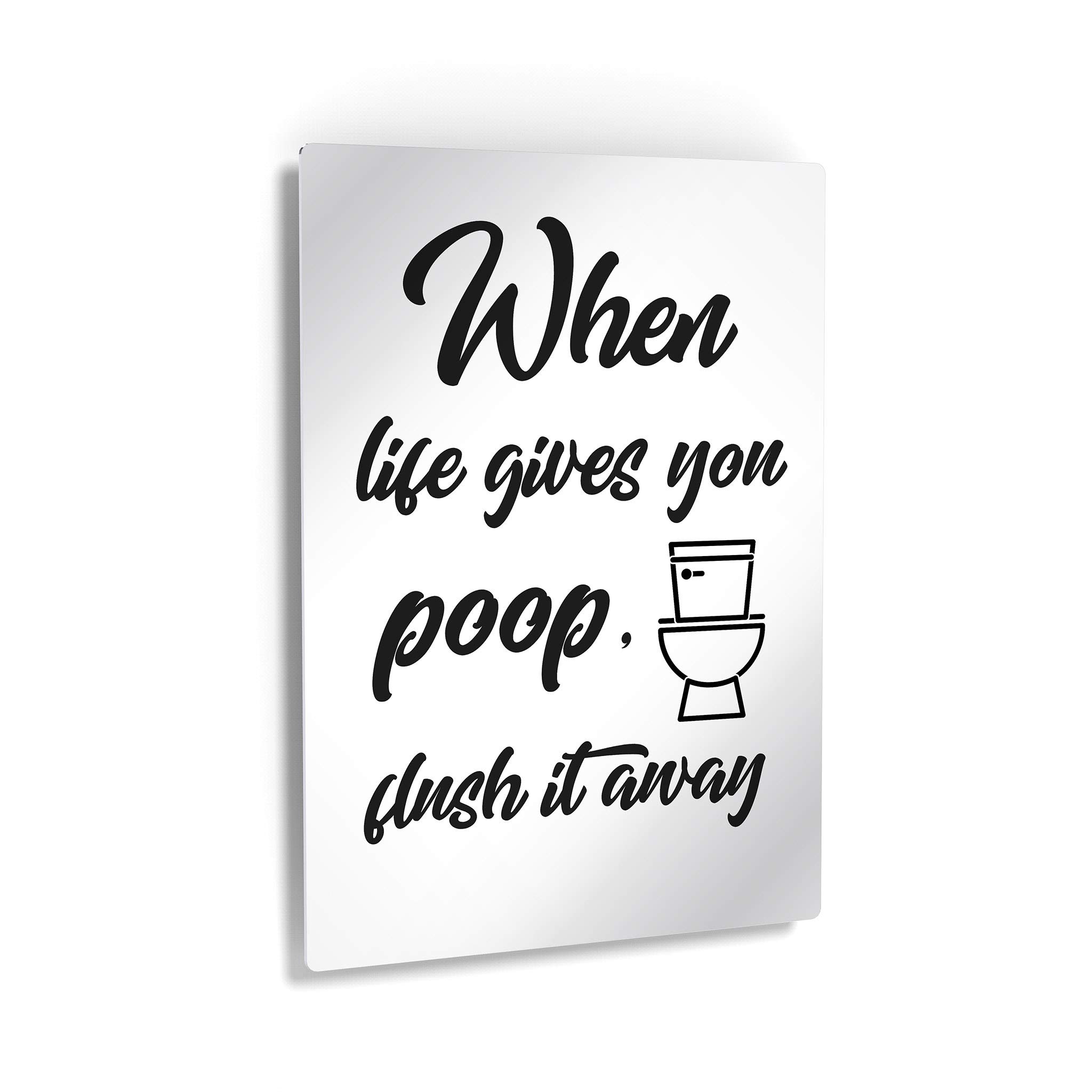 Funny Bathroom Wall Art - 'When Life Gives You Poop, Flush It Away' Metal Print Toilet Sign | 24x16 Inches | Ready to Hang | Made in USA | Perfect for Bathroom Decor, Housewarming Gifts & Humorous Home Office
