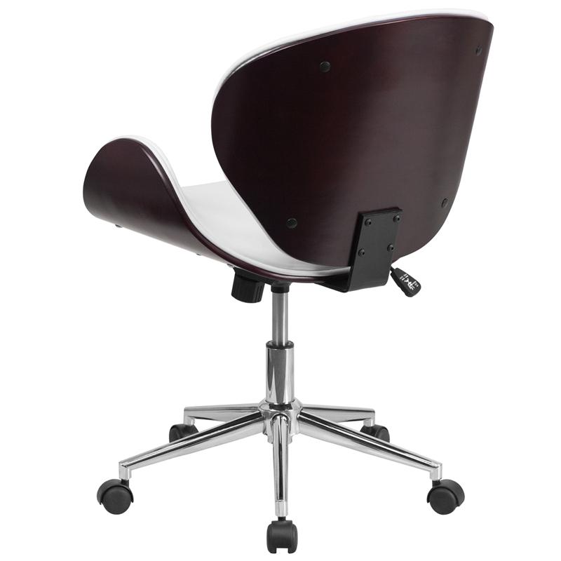 Premium Black LeatherSoft FLASH Tana Mid Back Walnut Wood Conference Office Chair - Ergonomic Executive Desk Chair for Home & Business Workspaces
