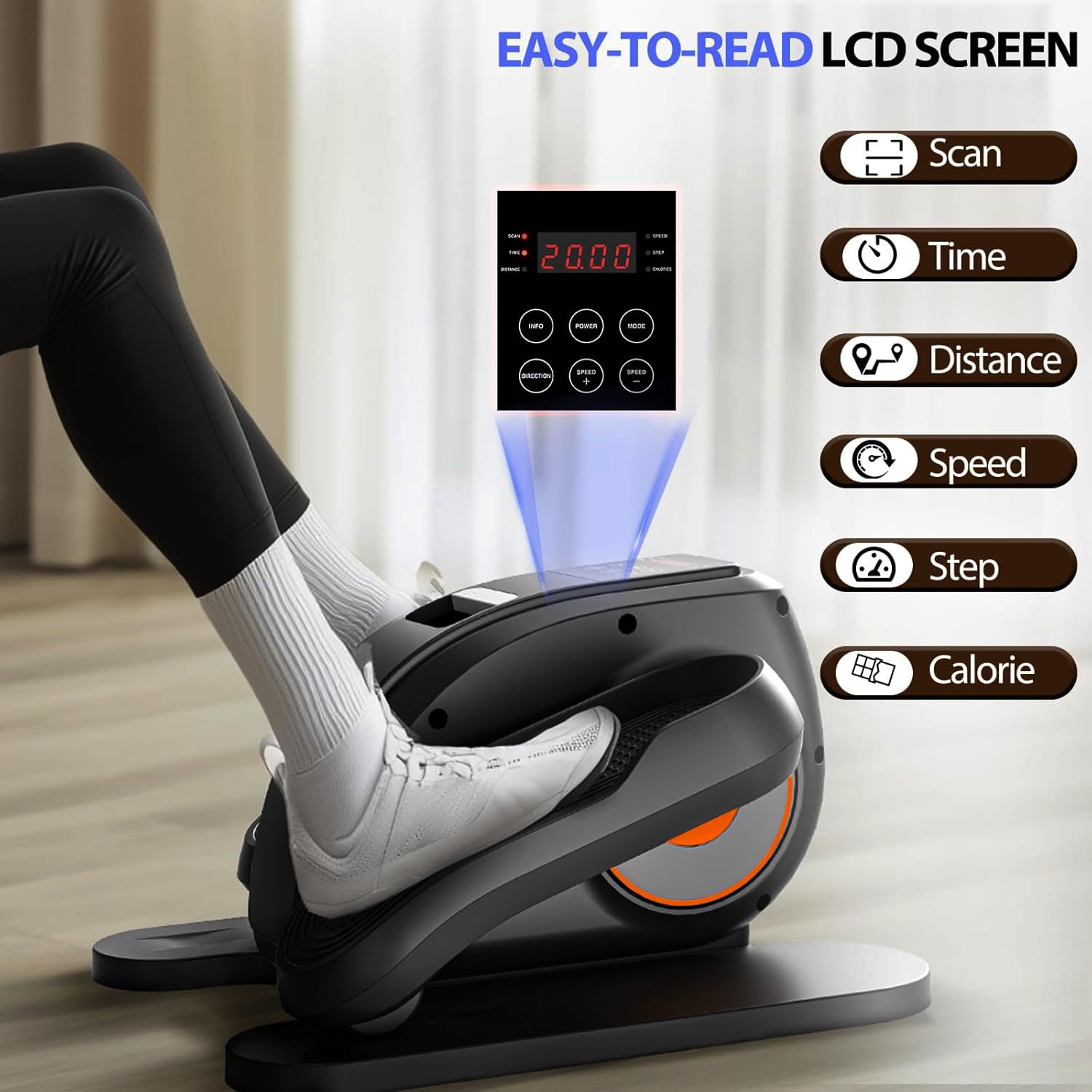 Under-Desk Elliptical Machine - Compact & Quiet Mini Pedal Exerciser with Adjustable Speed & LED Display | Portable Fitness Equipment for Home, Office or Small Spaces | Perfect for Sedentary Workers & Home Workouts