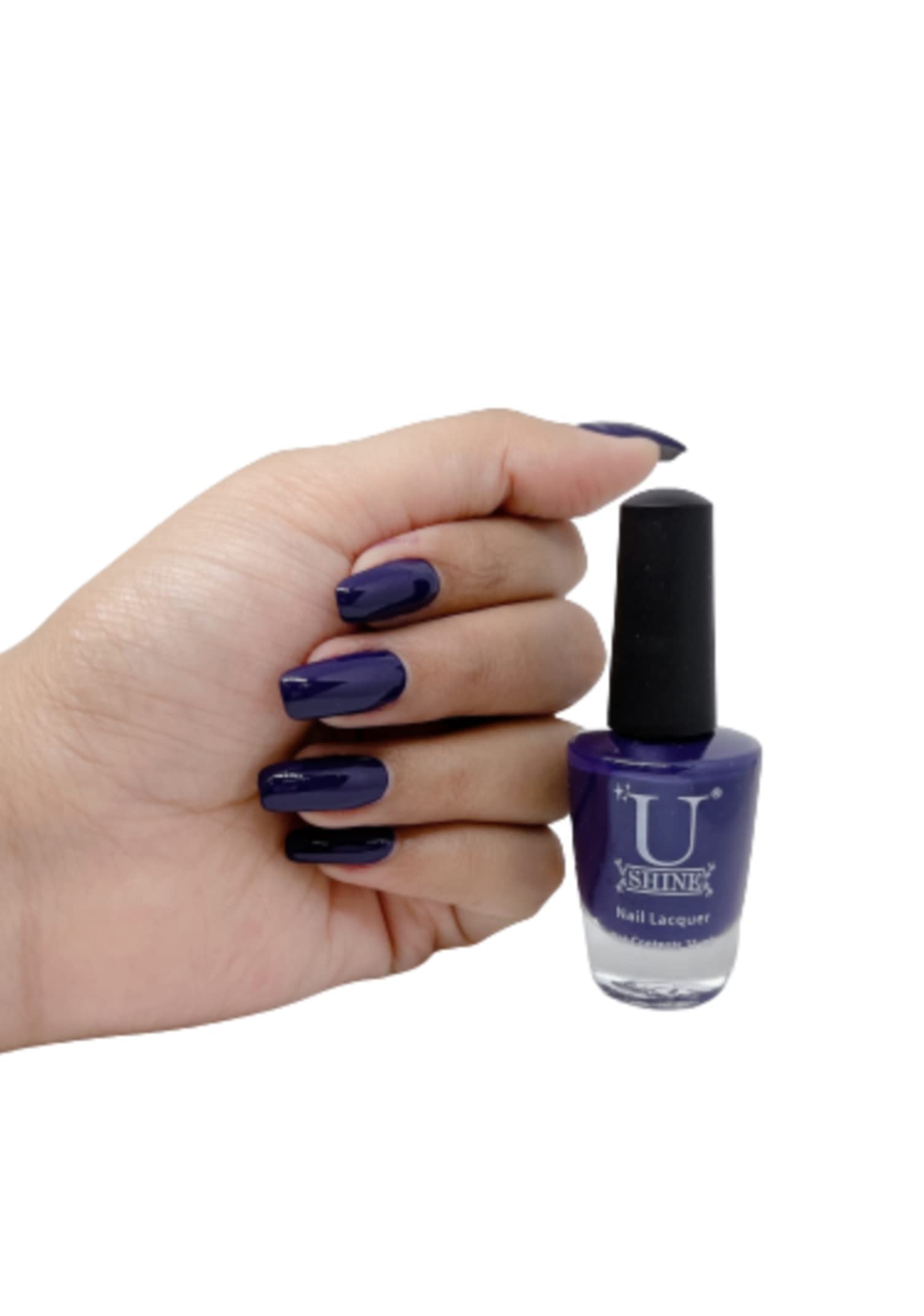 U Shine Hello Captain! Nail Polish - Blue Black Glossy 11ml, Paraben-Free, No Nail Yellowing, Chipping or Cracking, Long-Lasting & Vegan - Safe for Daily Use, Parties & Special Occasions