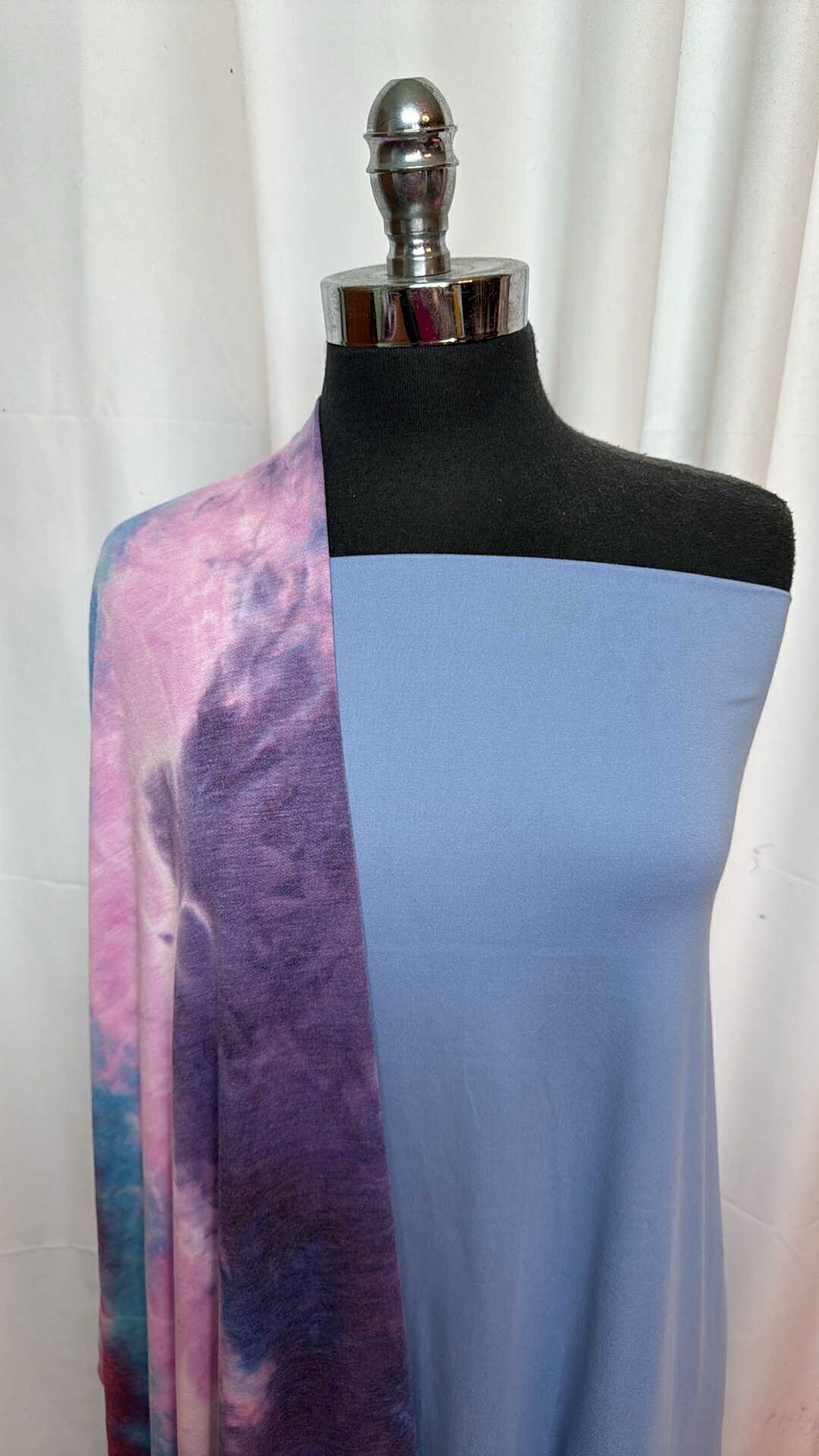 Vibrant Tie Dye Fabric Bundle - 2 Yards Purple Pink Blue Tie Dye & 2 Yards City Blue DBP Fabric for DIY Crafts, Fashion Sewing, and Home Decor Projects (A27502)