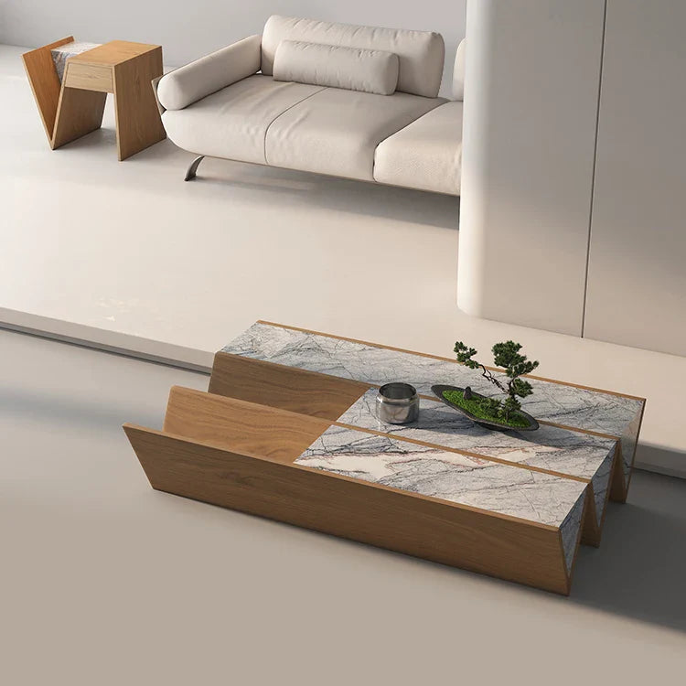 Modern Rectangular Wooden Angel Coffee Table - Stylish Living Room Furniture for Home Decor & Relaxation