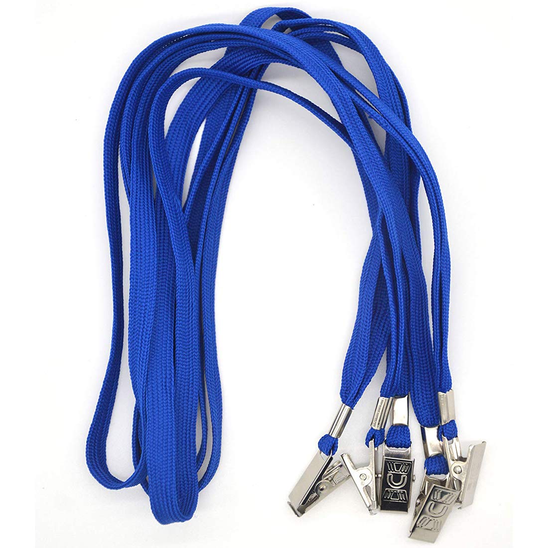 Blue Lanyards 100 Pack with Bulldog Clip - for Badges & ID Cards at Work