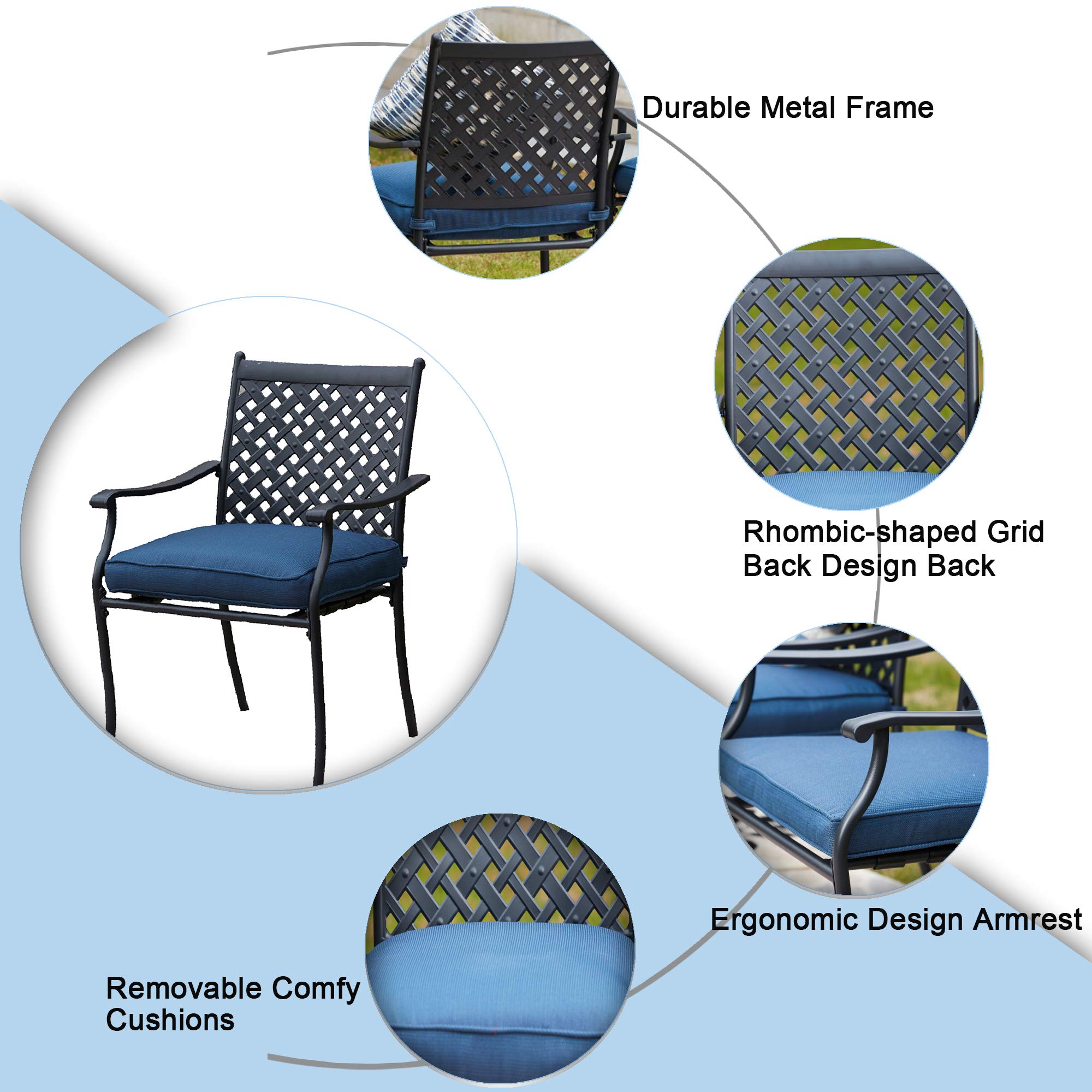 **PatioFestival 4-Piece Outdoor Dining Chairs Set - Steel Frame with 3.1