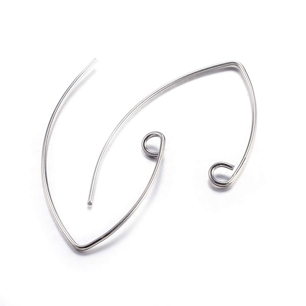 Craftdady 50Pcs Platinum Curved Hook Ear Wires - 29x15mm Jewelry Making Supplies for DIY Earrings - Perfect for Handmade Earring Designs, Gifts & Craft Projects