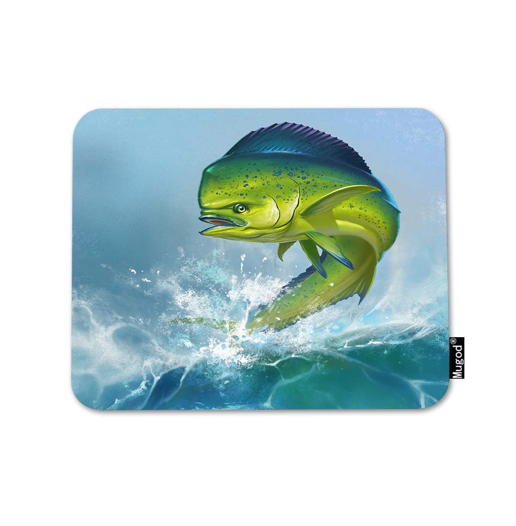 Premium Mahi Mahi Dolphin Fish Gaming Mouse Pad - Non-Slip Rubber Base Desk Mat for PC, Laptop, Office & Home (9.5x7.9 Inch) - Perfect for Tropical Wildlife Enthusiasts & Gamers
