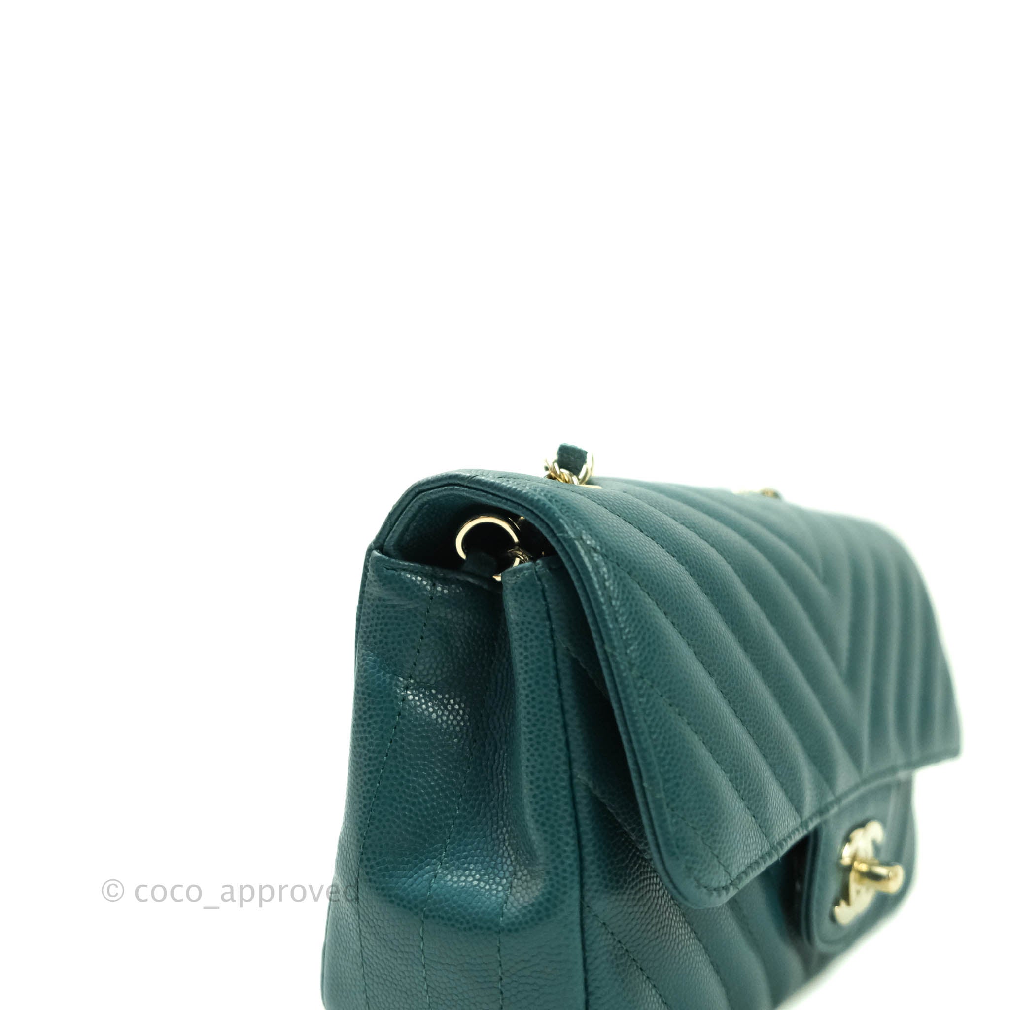 Chanel Chevron Mini Rectangular Caviar Leather Flap Bag - Dark Green with Gold Hardware | Luxury Crossbody Purse for Women, Perfect for Evening Events & Date Nights