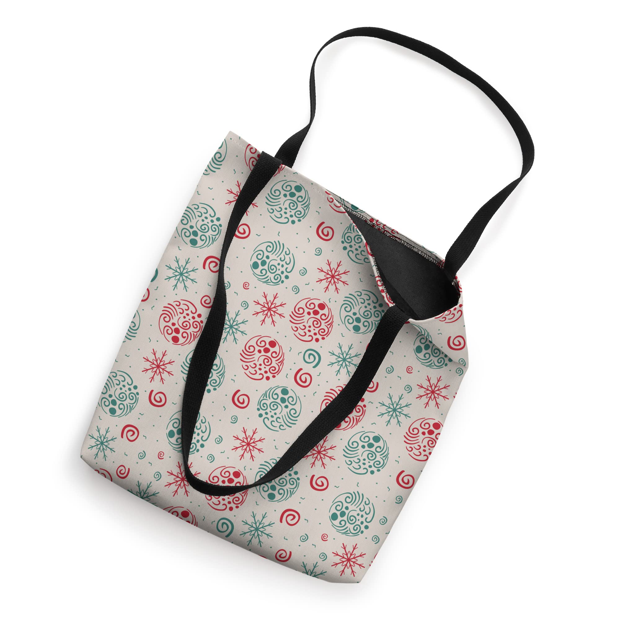Festive Christmas Tote Bag with Red & Green Swirls and Stars - Perfect for Holiday Shopping, Gift Giving & Seasonal Decorations