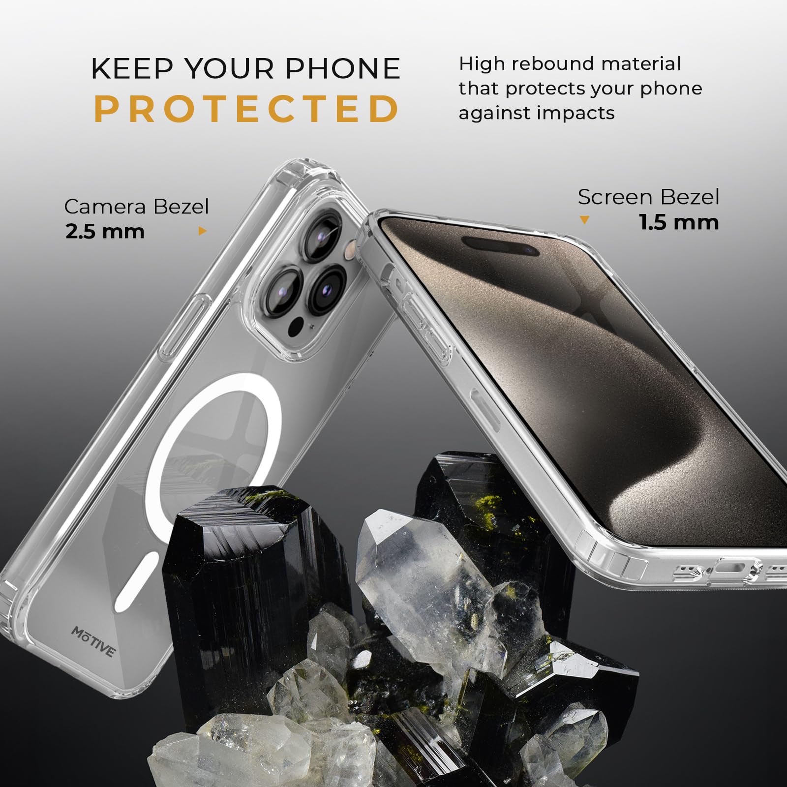 MOTIVE Ultra Strong Magnetic Clear iPhone 15 Pro Max Case with Belt Clip - Magsafe Compatible, Military Grade Drop Protection, Slim Protective Cover for iPhone 15 Pro Max 6.7