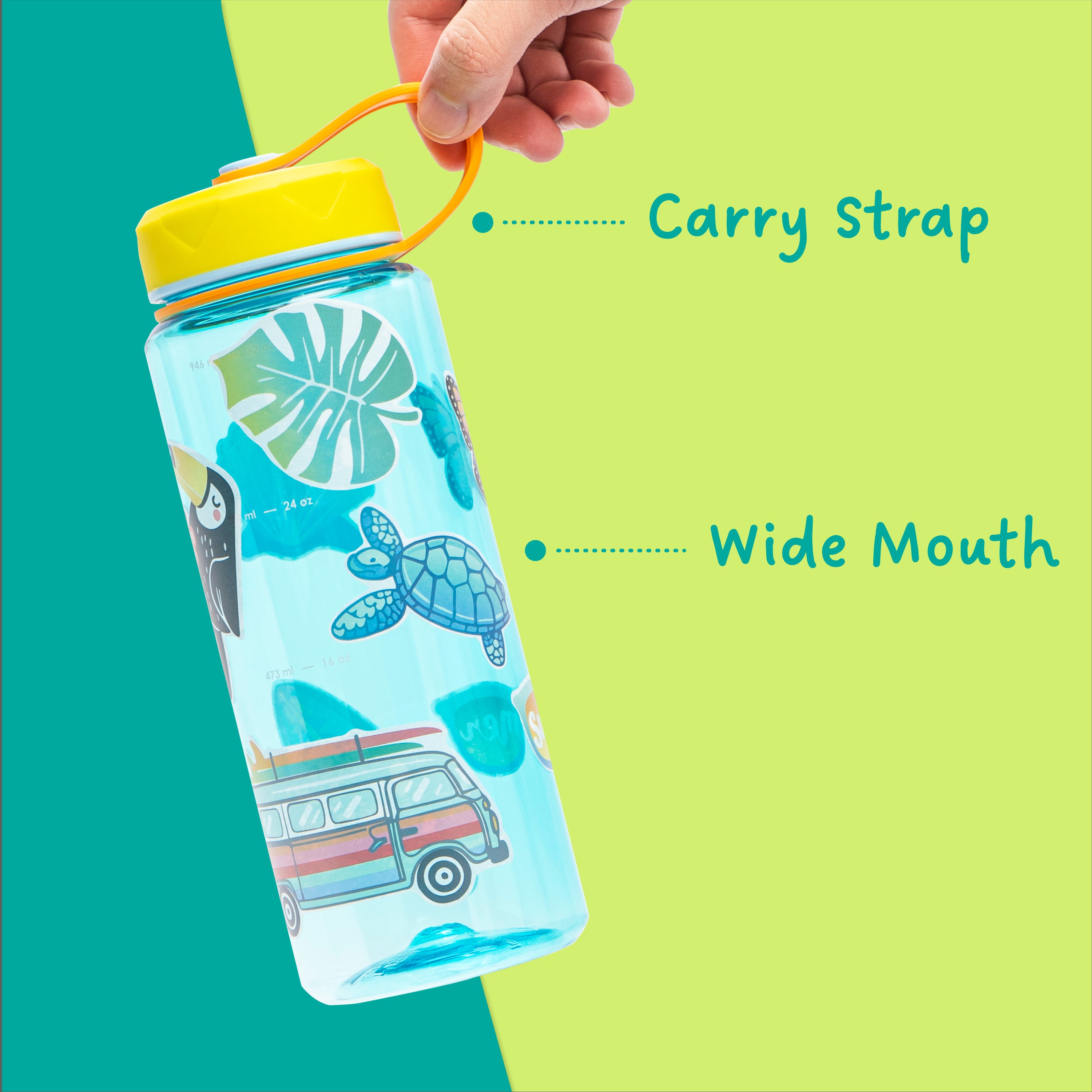 36oz HydroPop Insulated Water Bottle with Leak-Proof Lid, Carry Strap & Measurement Markings - BPA-Free, Keeps Drinks Cold for 24 Hours - Perfect for Gym, Hiking & Outdoor Activities (Blue)