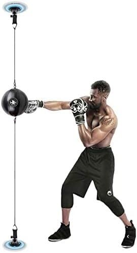 Premium Double End Punching Bag for Boxing Training - Heavy Duty Leather Speed Ball with Ceiling/Floor Mount - Home Gym Equipment for Stress Relief & Reflex Training | Perfect for Boxing Practice, Cardio Workouts & Martial Arts Training