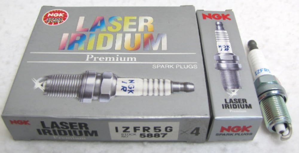 NGK Laser Iridium Spark Plug IZFR5G-5887 - Set of 4 - High Performance Boat Engine Spark Plugs for Marine & Boating Accessories - Perfect for Outboard Motors & Watercraft Maintenance