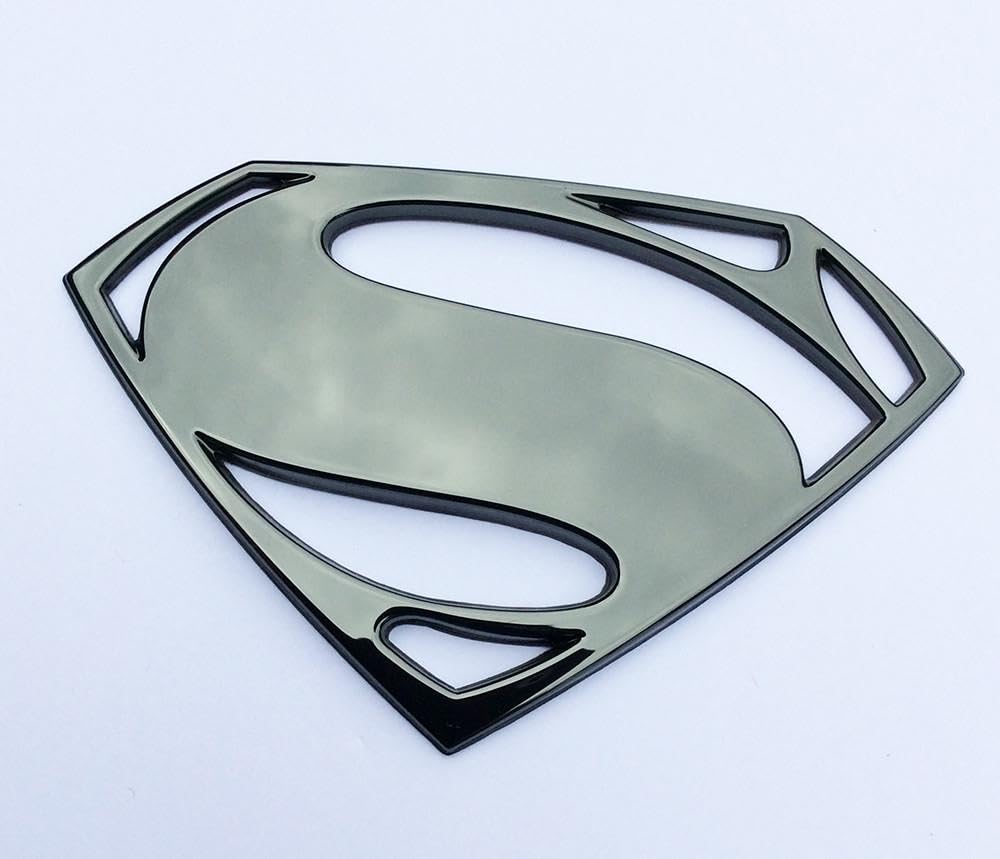 Superman 3D Car Emblem - BvS Black Chrome Badge for Auto Decoration