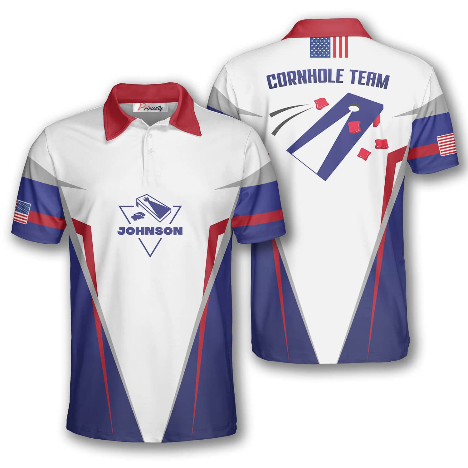 PRIMESTY Custom Cornhole Shirts for Men - Personalized Cornhole Jerseys & Quick Dry Polo Shirts (Sizes S-5XL) - Perfect for Cornhole Tournaments, Backyard BBQs & Tailgating Parties