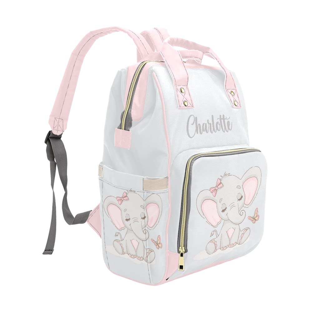 Custom Personalized Elephant Diaper Bag Backpack - Monogrammed Baby Tote with Name for Moms | Perfect for Travel, Daycare & On-the-Go Parenting