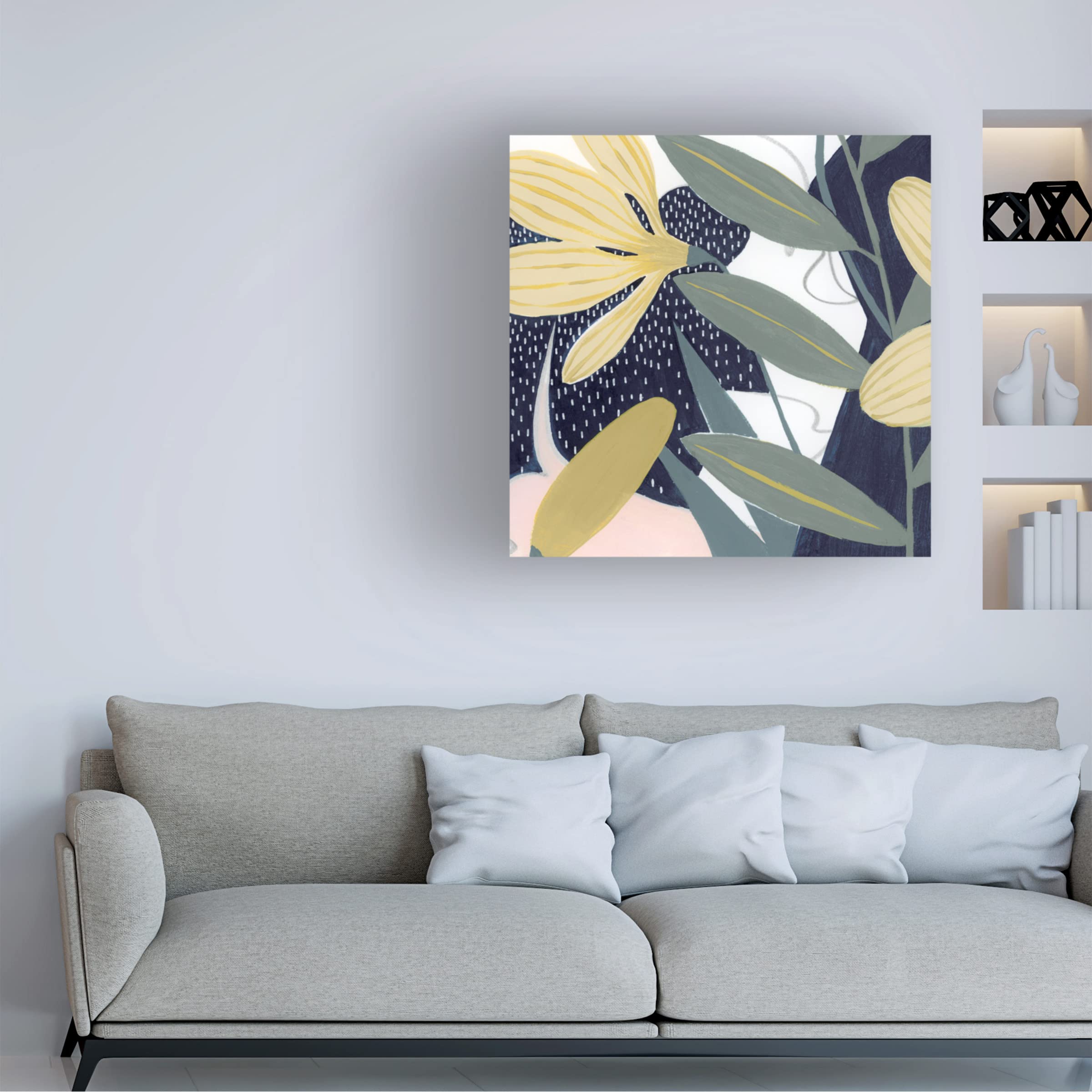 Grace Popp 'Flores Noche IV' Floral Canvas Wall Art - Handmade Modern Home Decor for Living Room, Bedroom & Office