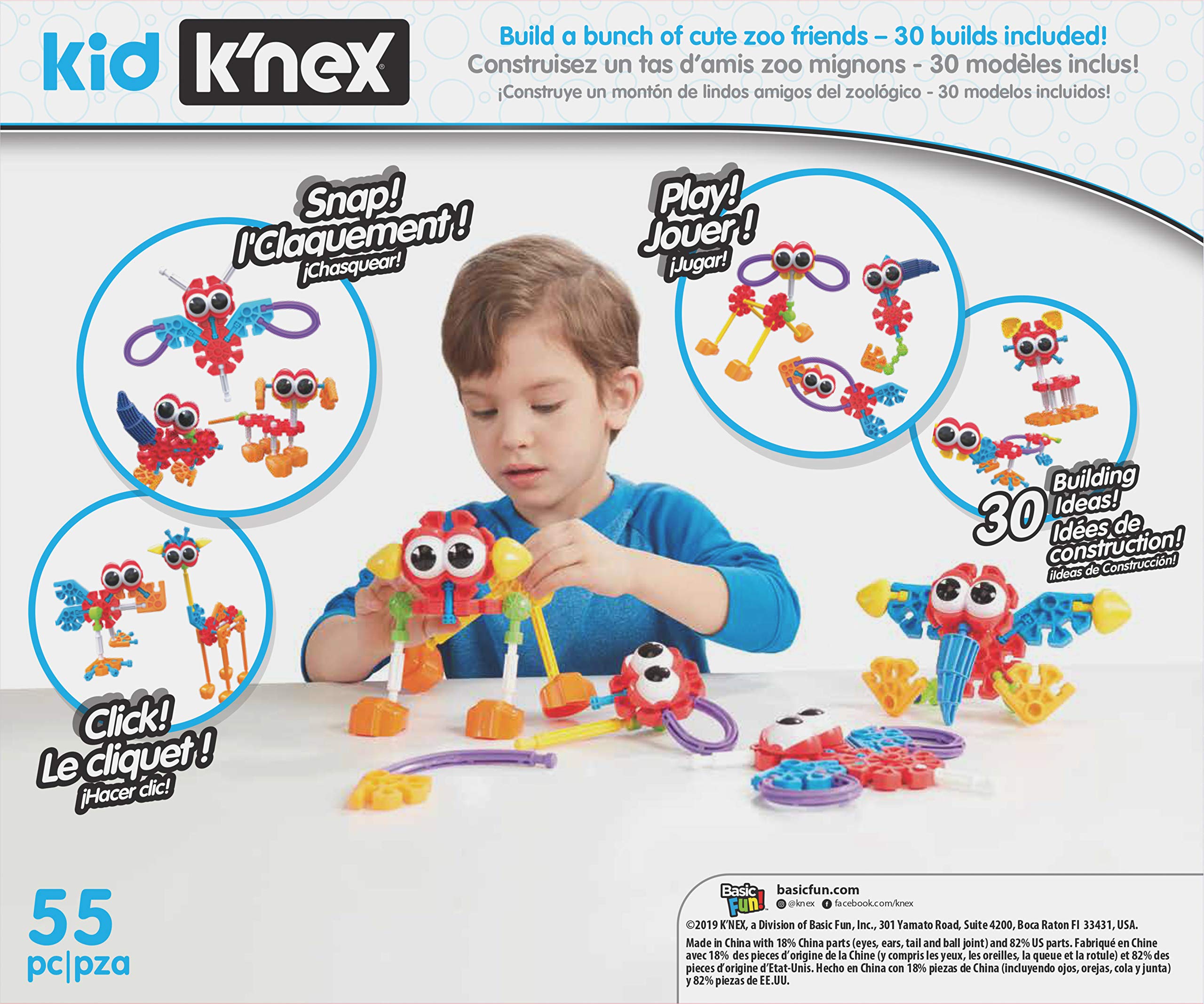 K'Nex Kid 85700 30 Model Zoo Friends Building Set - 55-Piece Educational Construction Toy for Boys & Girls Ages 3+ | STEM Learning, Creative Play & Animal-Themed Building Fun | Perfect for Preschool Playtime, Birthday Gifts & Classroom Activities
