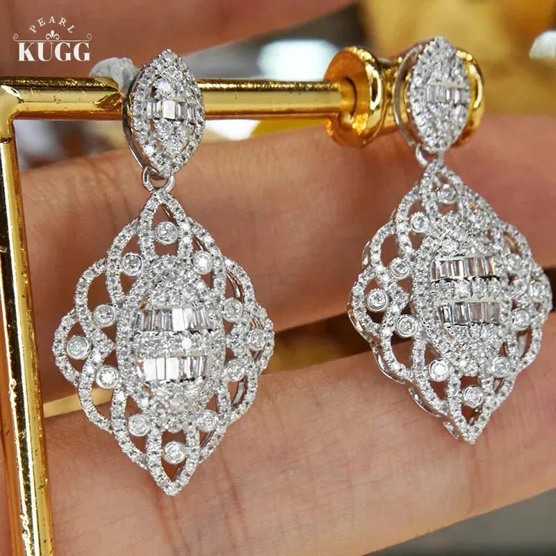18K White Gold Diamond Drop Earrings for Women - 1.50 Carat Natural Diamond Elegant Dangle Earrings - Perfect for Parties, Weddings & Special Occasions