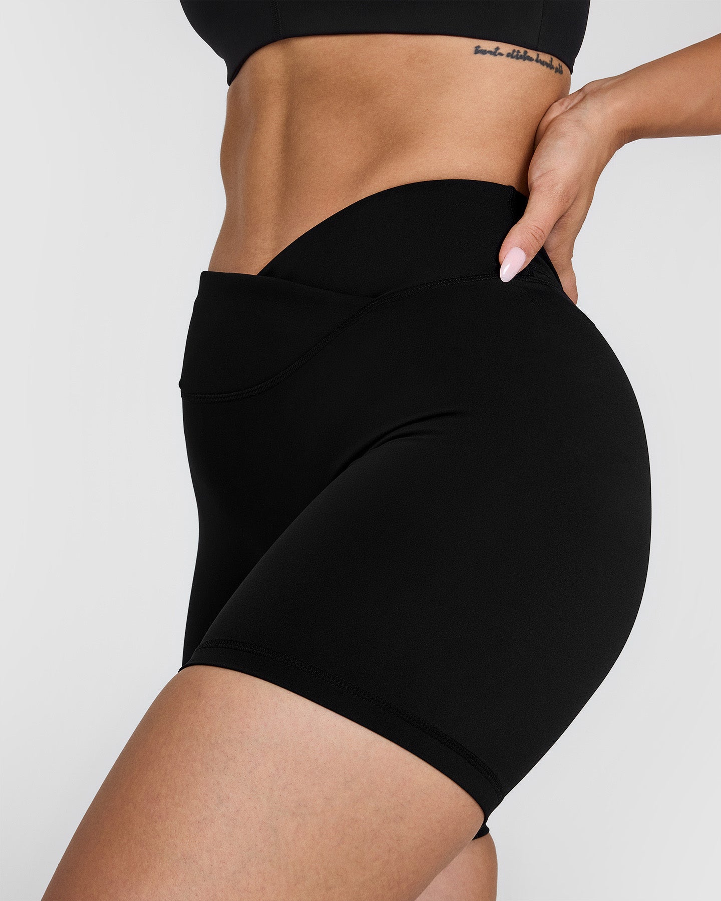 Unified Wrap Shorts with White Logo - 6-Pack in Black | Comfortable & Stylish for Yoga, Gym, and Casual Wear