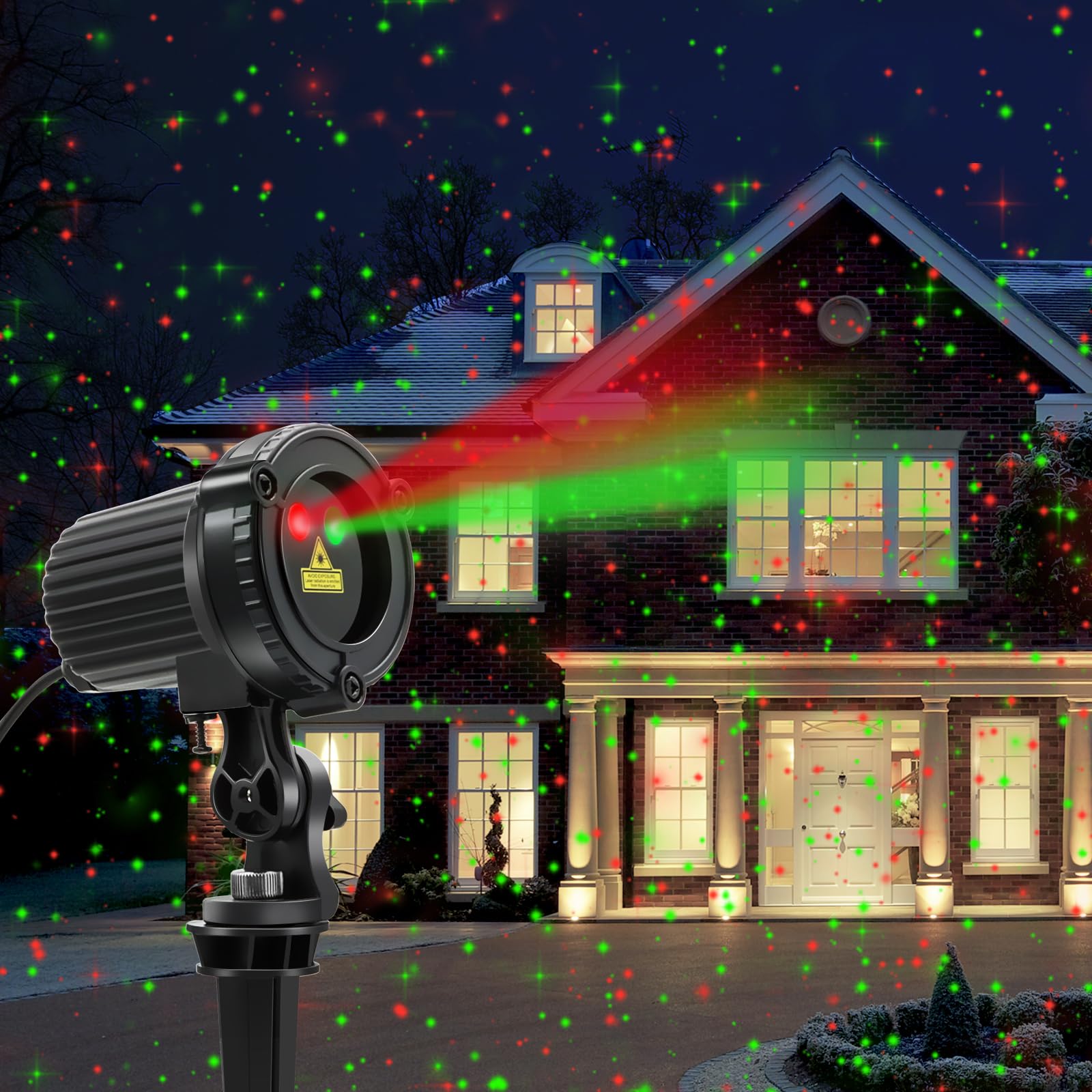 Christmas Laser Lights Outdoor - Red & Green Moving Laser Projector, Waterproof Garden & House Decoration for Holidays | Perfect for Yard, Lawn, Roof & Party Decor