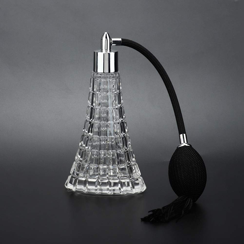75ml / 2.53oz Refillable Vintage Perfume Bottle - Empty Glass Perfume Atomizer Spray Bottle with Antique Black Bulb & Tassel | Retro Perfume Sprayer for Travel, Gift, Vanity & Home Decor