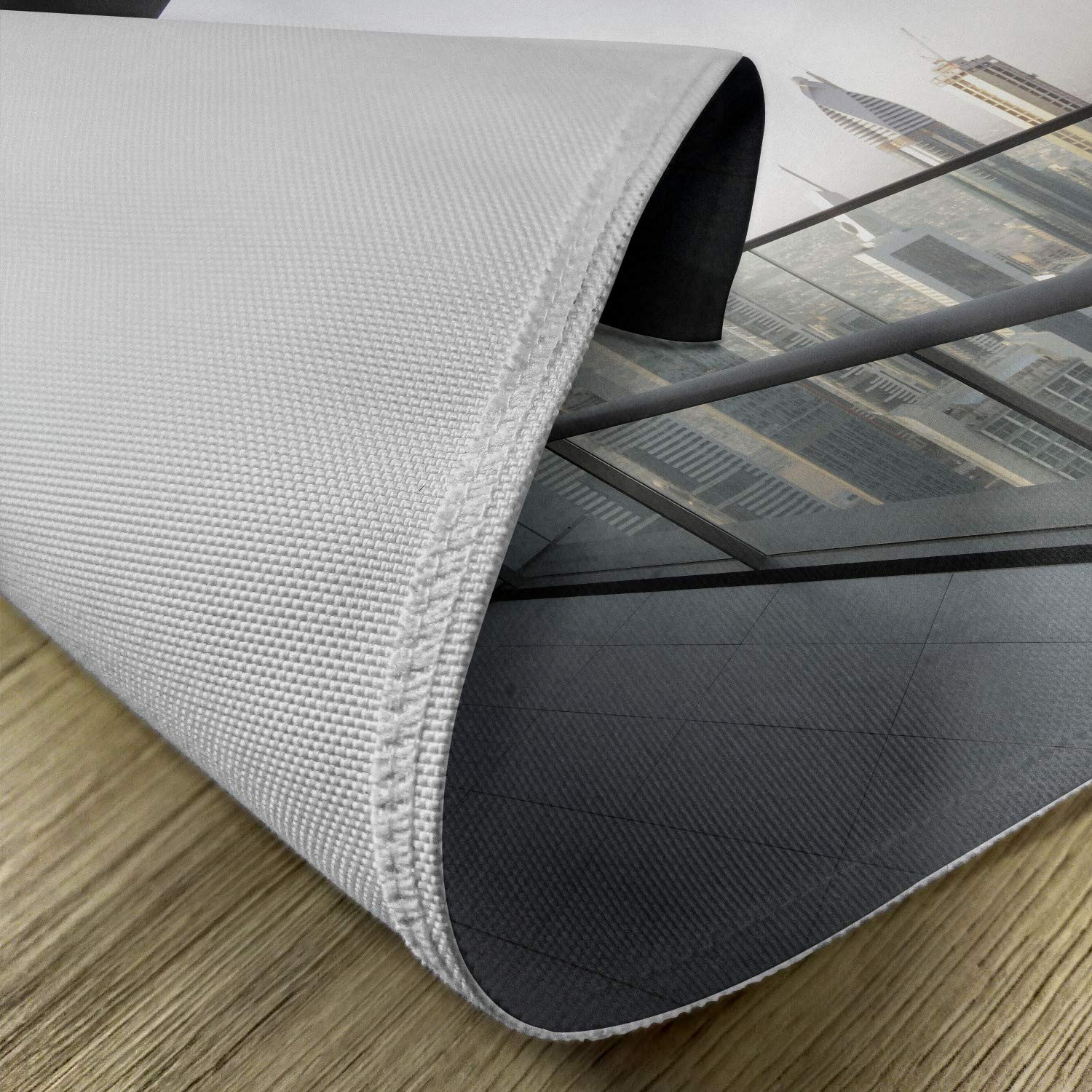 Ambesonne Modern Place Mats Set of 4 - Dubai City Skyline Photo Print, Washable Fabric Dining Table Mats for Kitchen & Dining Room Decor in Charcoal Grey & White - Perfect for Dinner Parties, Holiday Gatherings & Home Styling